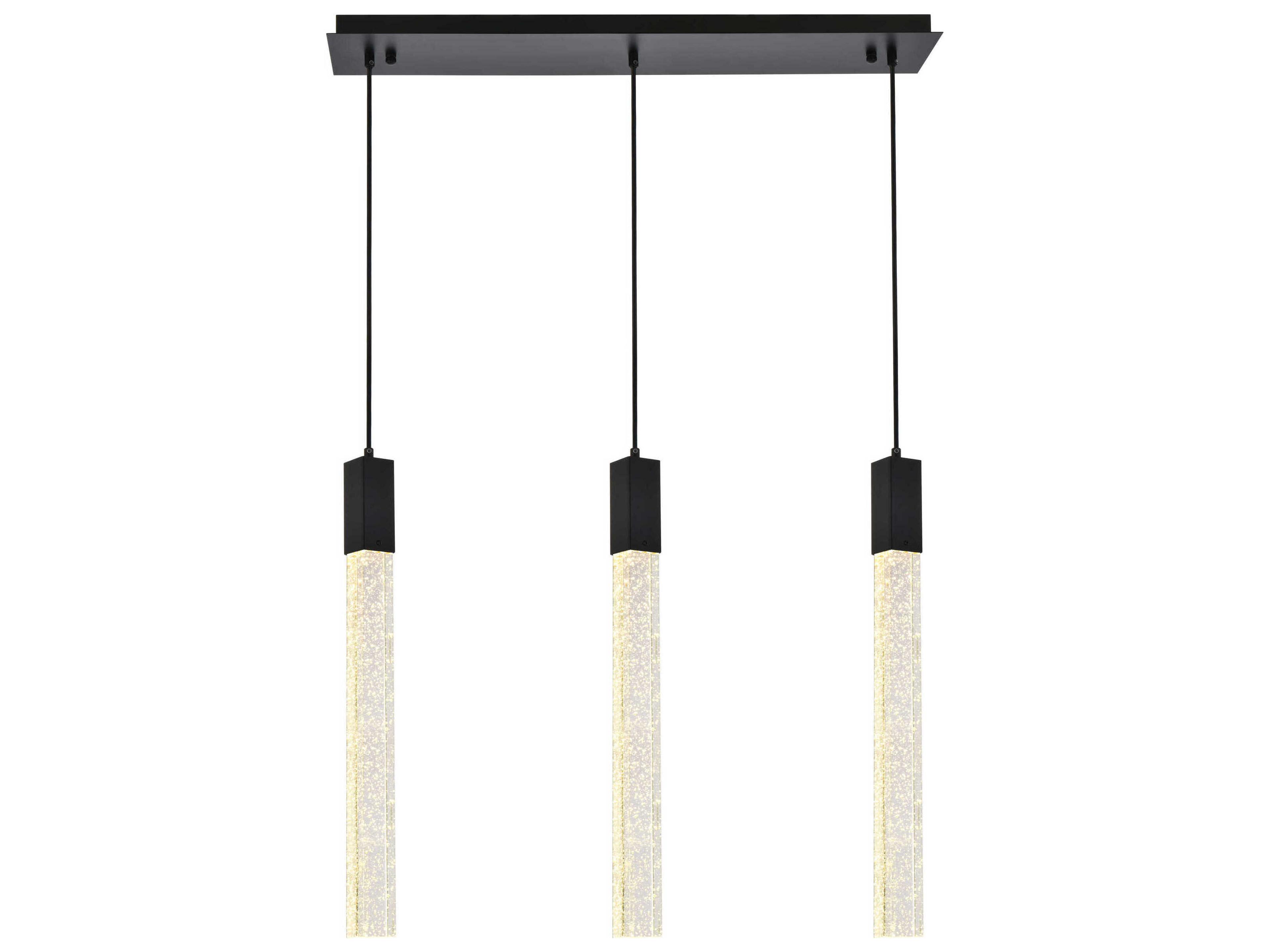 Elegant Lighting Weston 3-Light Black Crystal LED Cylinder Island Pendant