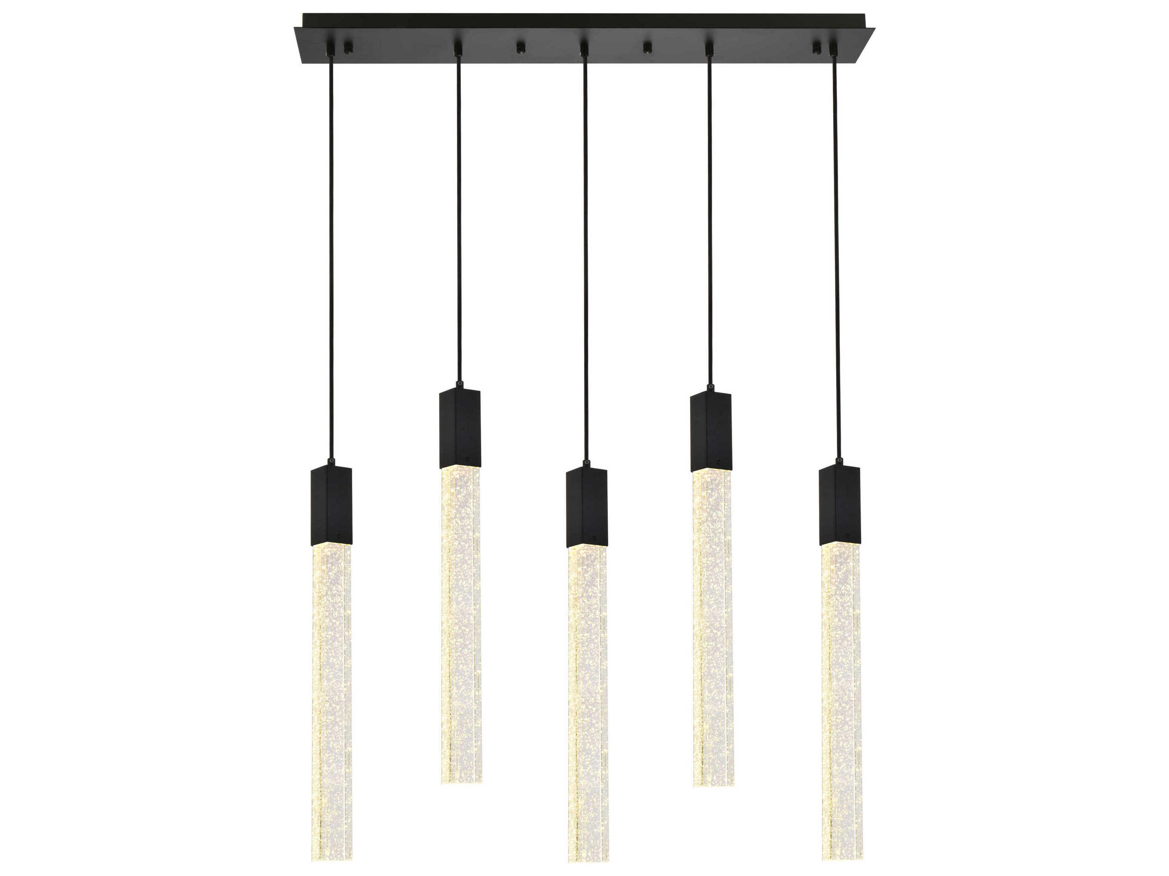 Elegant Lighting Weston 5-Light Black Crystal LED Cylinder Island Pendant