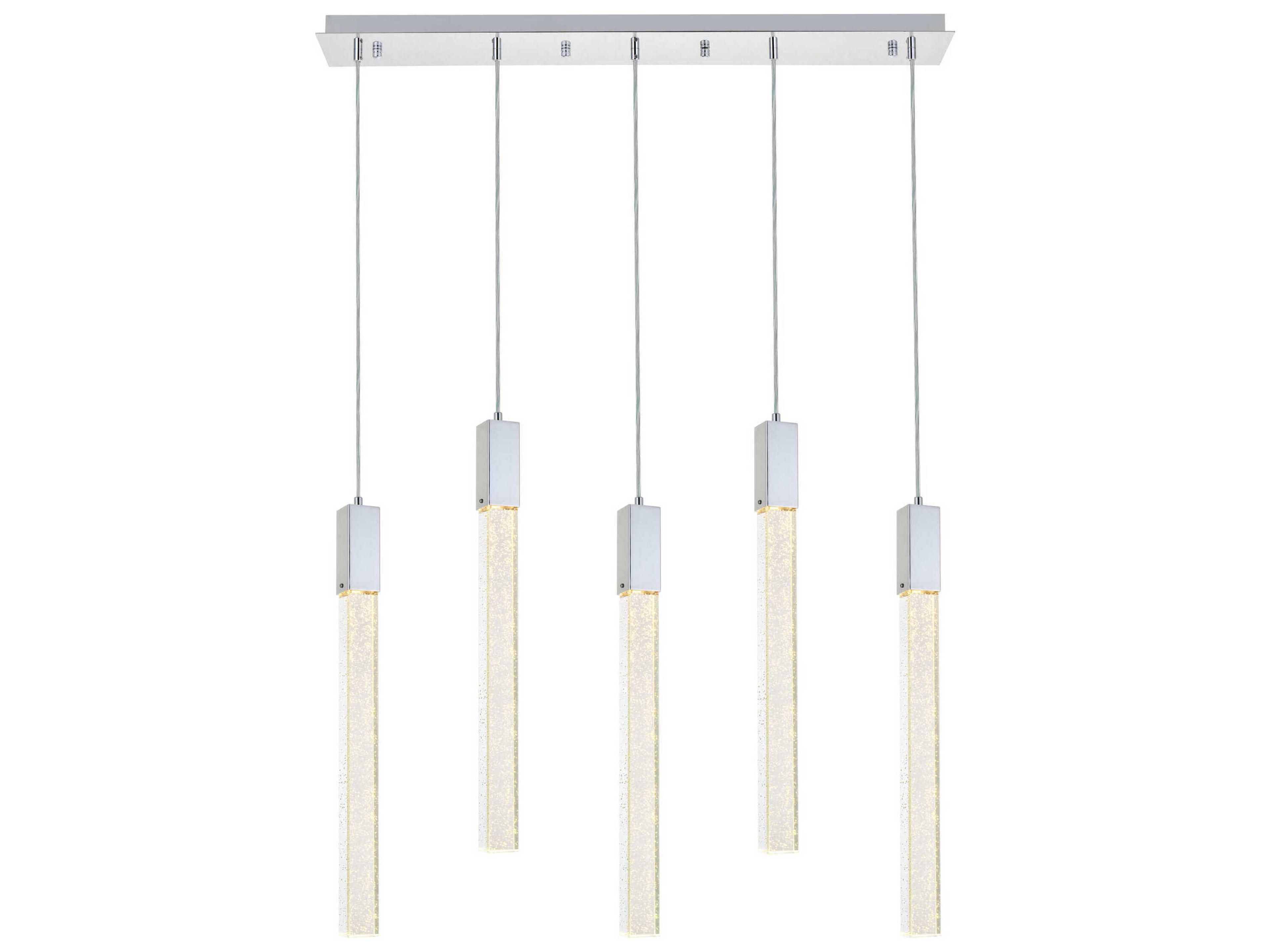 Elegant Lighting Weston 5-Light Chrome Crystal LED Cylinder Island Pendant