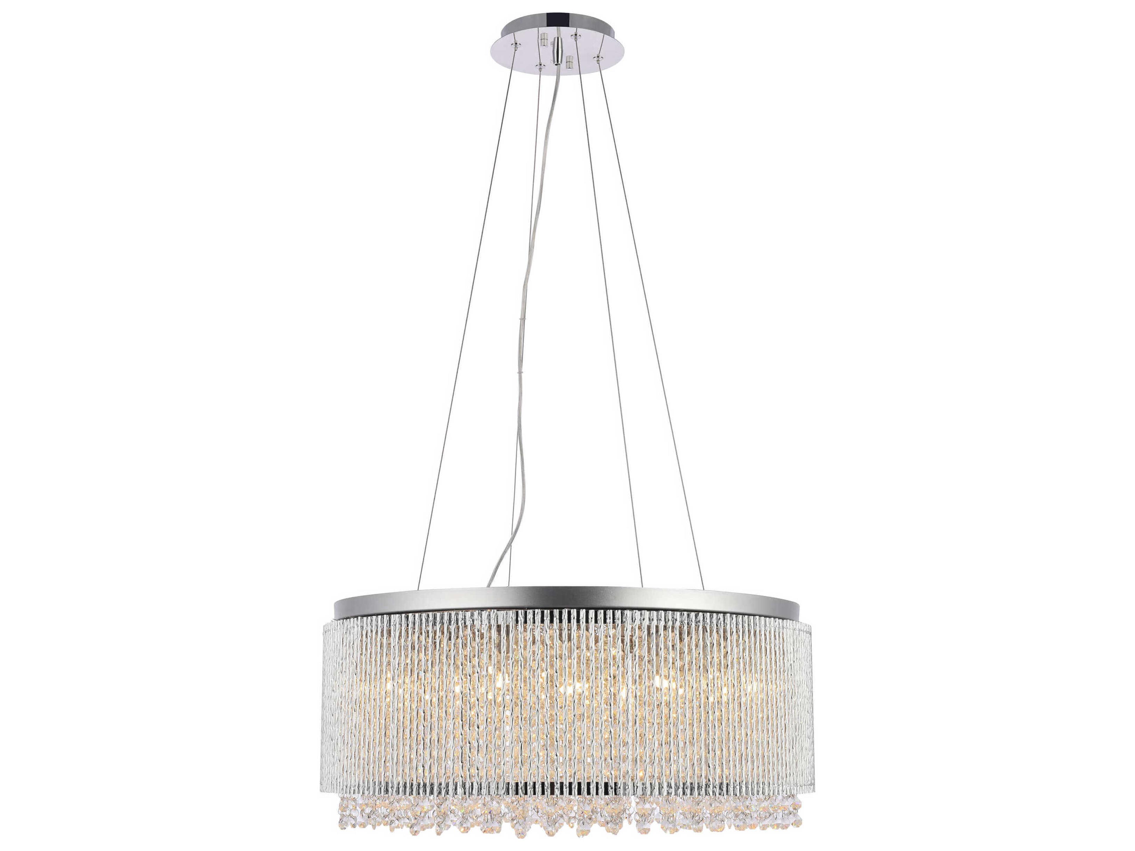 Elegant Lighting Influx 1-Light Chrome Clear Crystal Drum Pendant