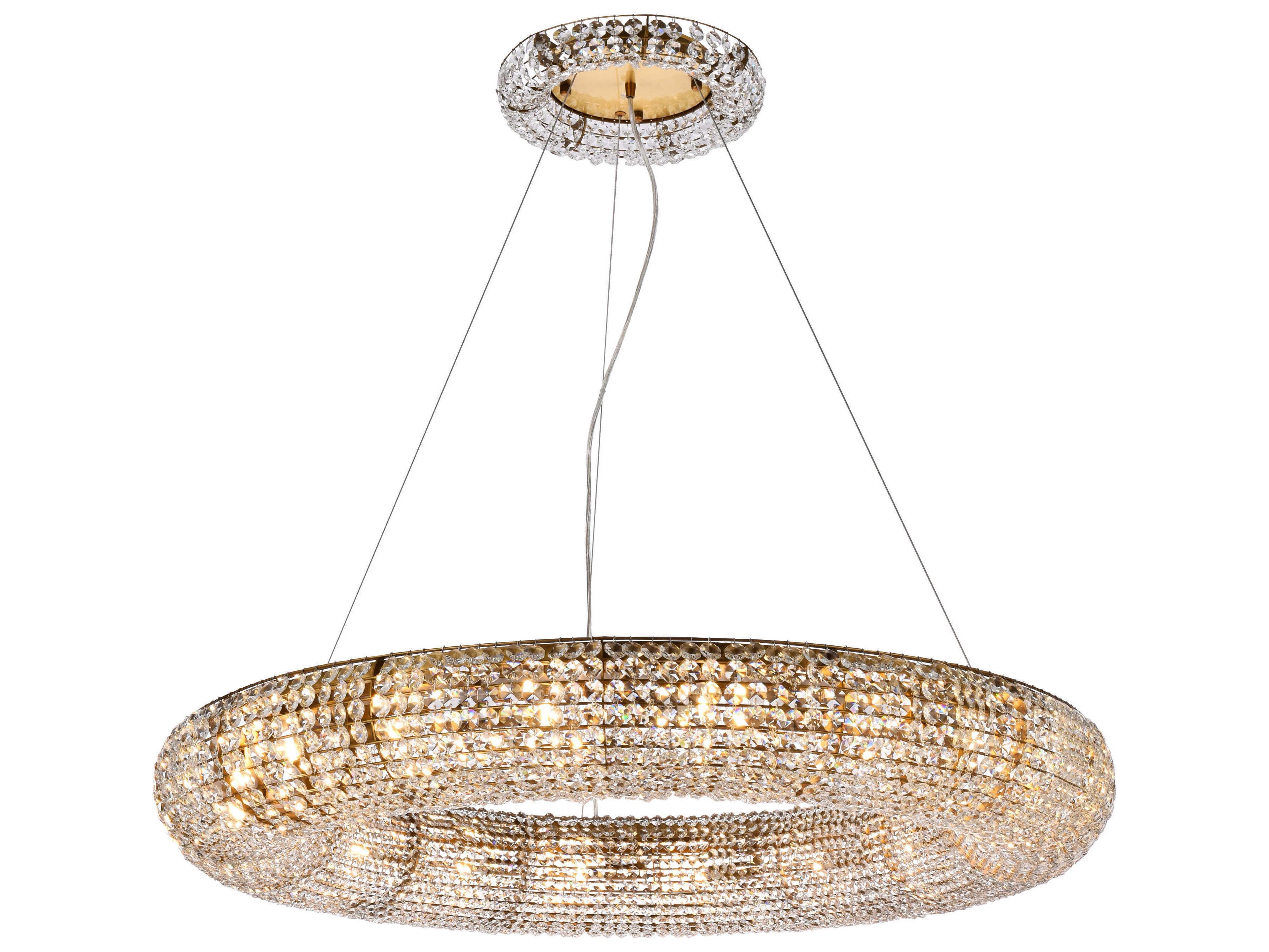Elegant Lighting Paris 18-Light8-Light Gold And Clear Crystal Round Pendant