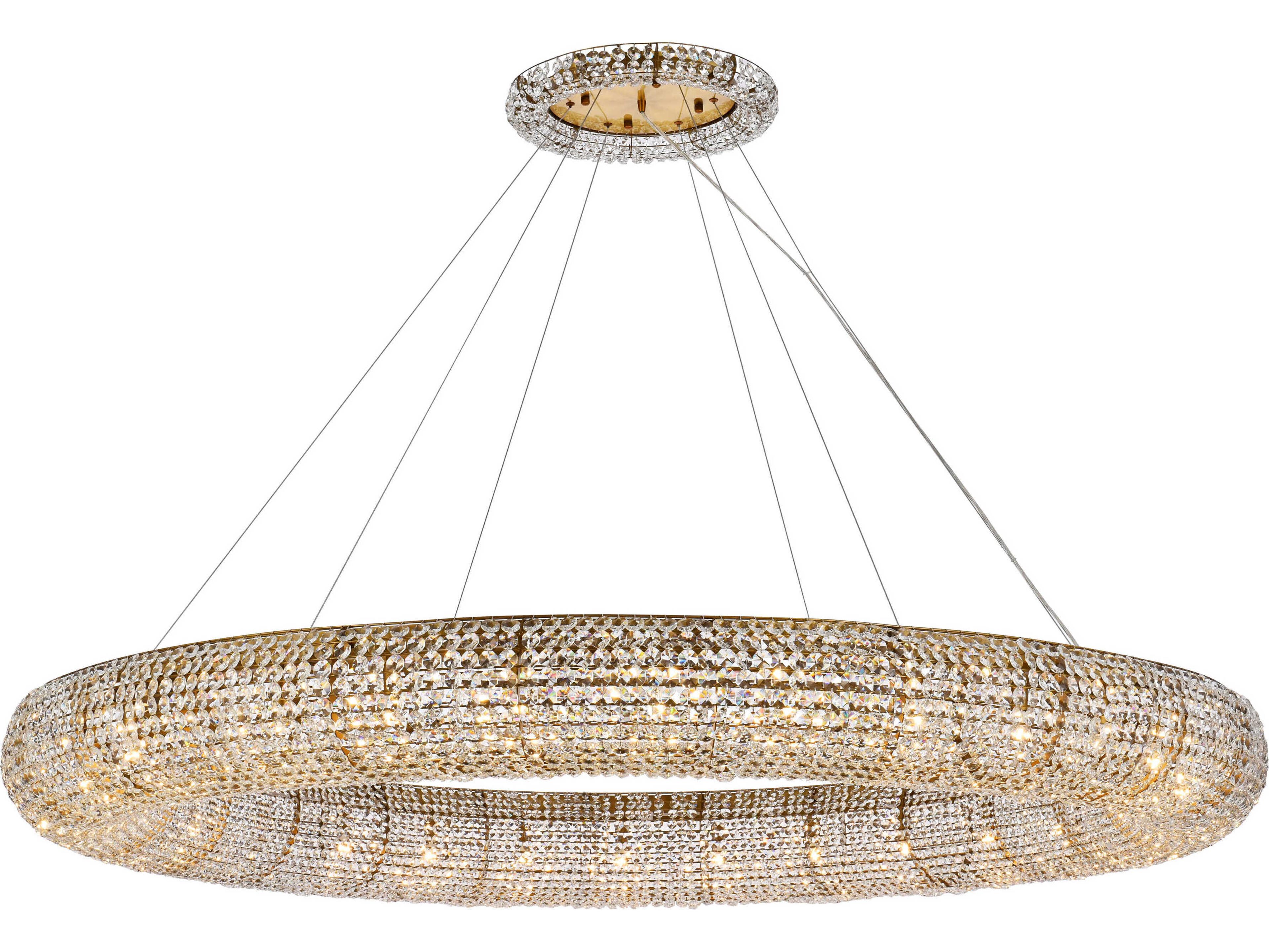 Elegant Lighting Paris 30-Light Gold And Clear Crystal Round Pendant