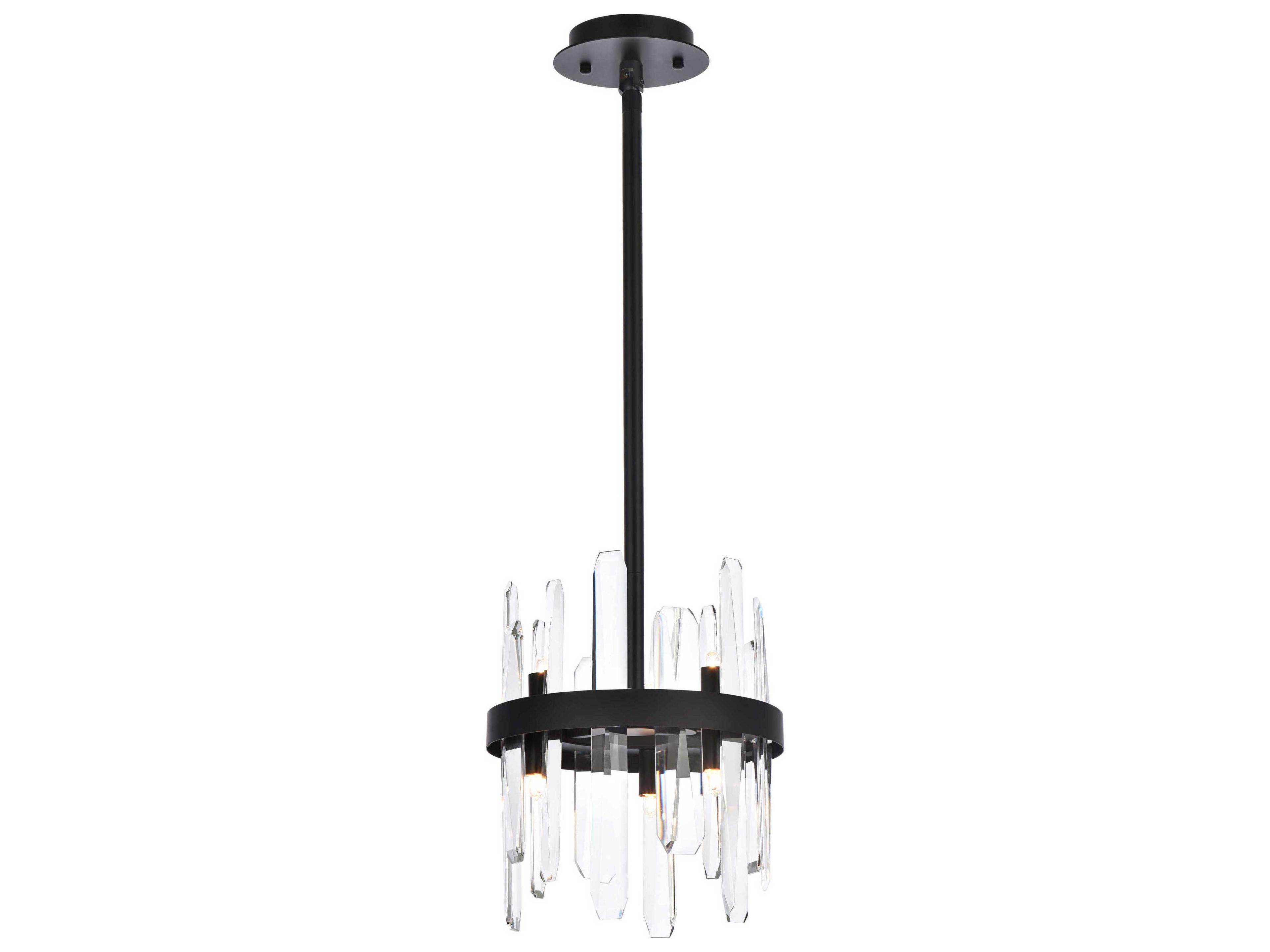Elegant Lighting Serena 6-Light Black Crystal Linear Mini Pendant
