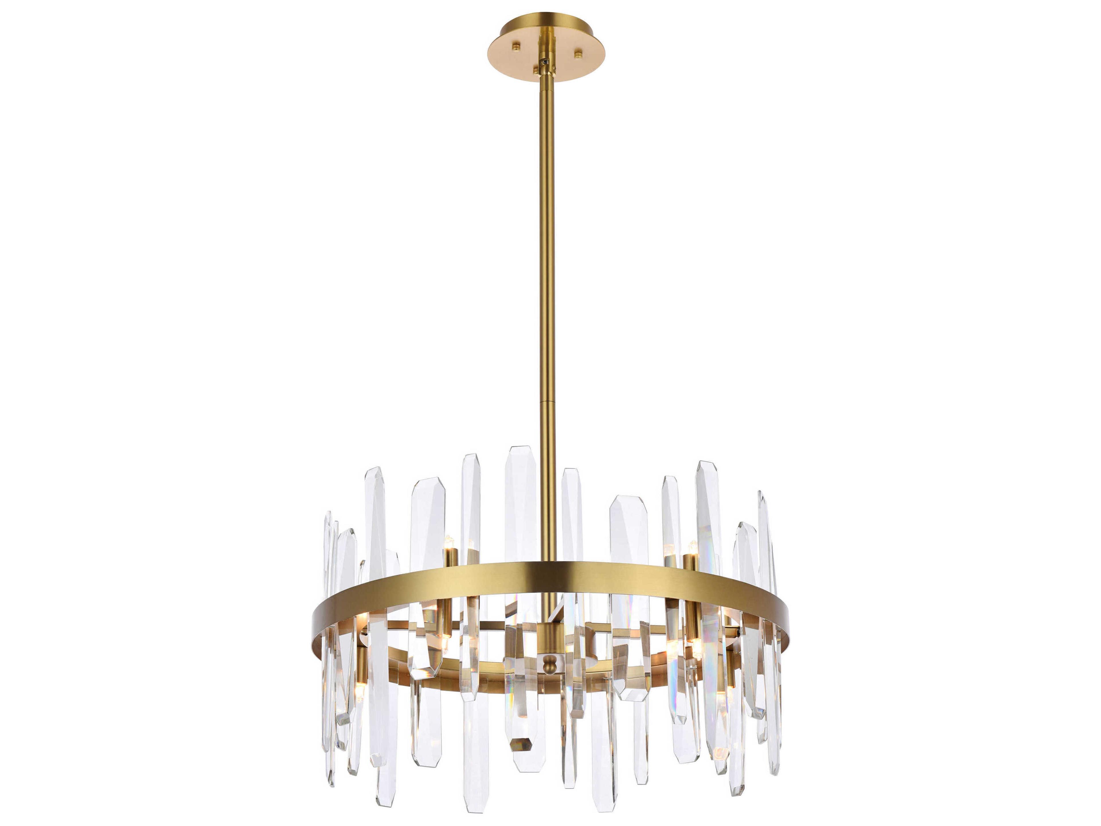 Elegant Lighting Serena 10-Light Satin Gold Crystal Linear Pendant