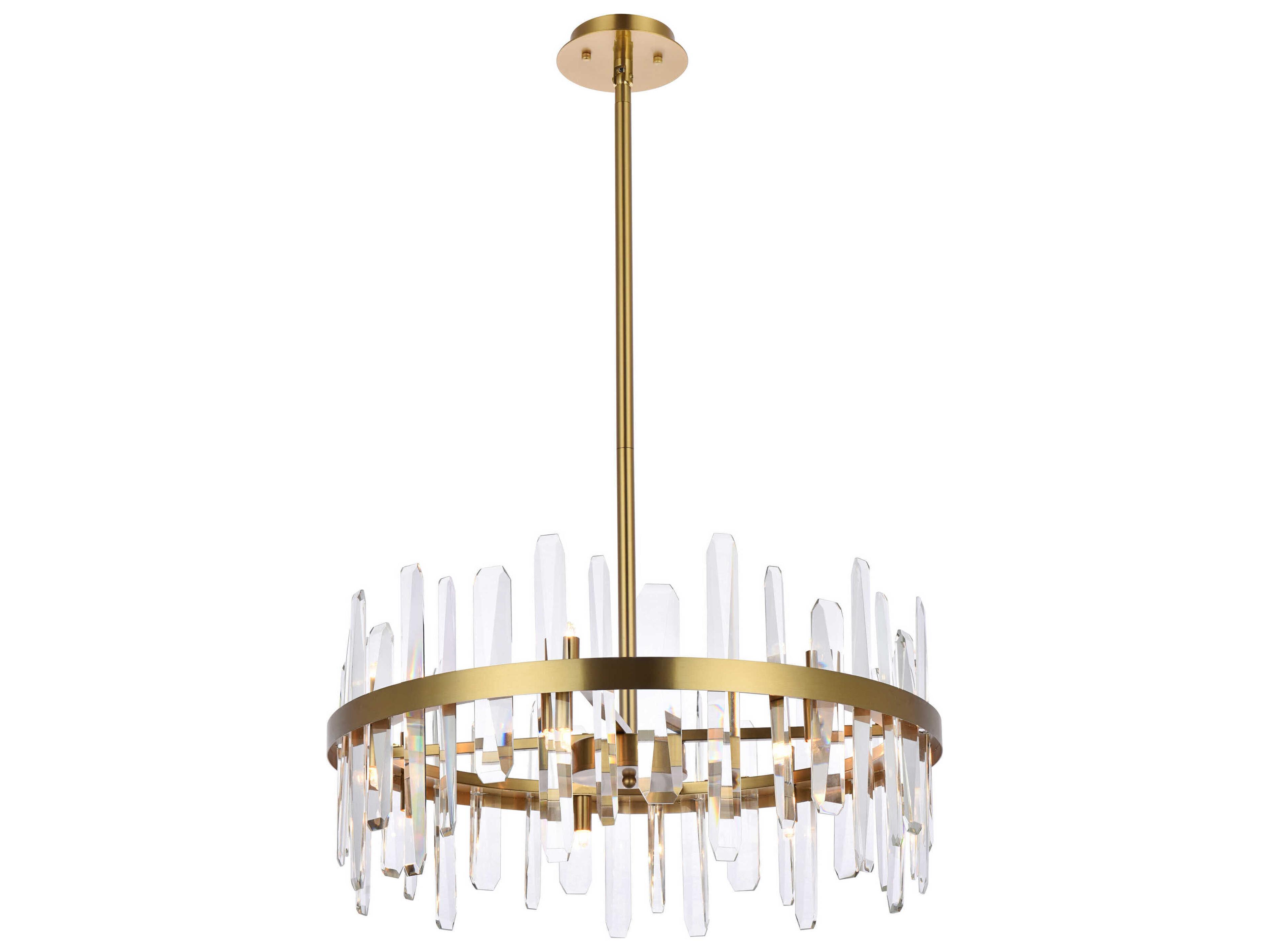 Elegant Lighting Serena 14-Light Satin Gold Crystal Linear Pendant