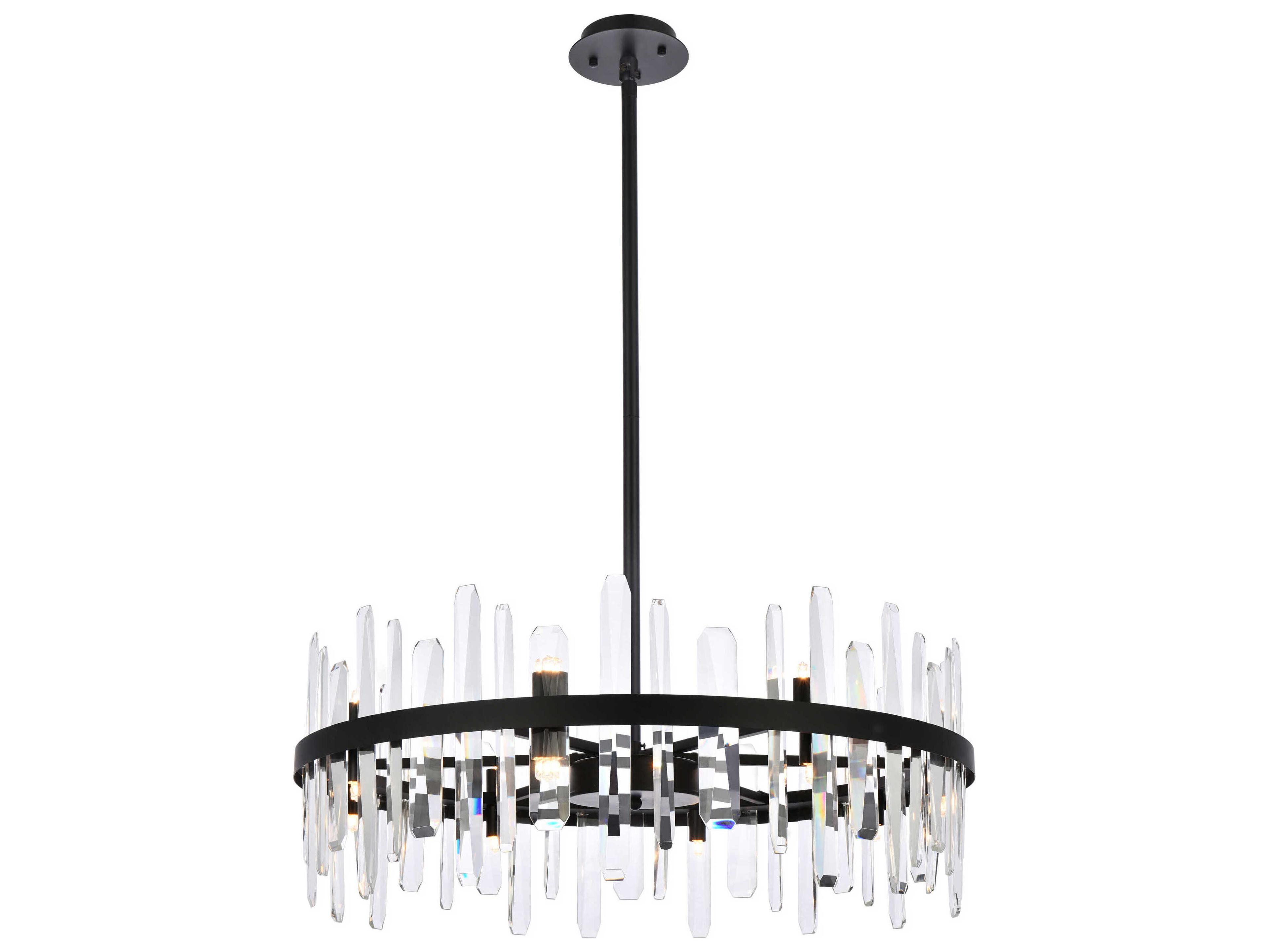 Elegant Lighting Serena 16-Light6-Light Black Crystal Linear Pendant