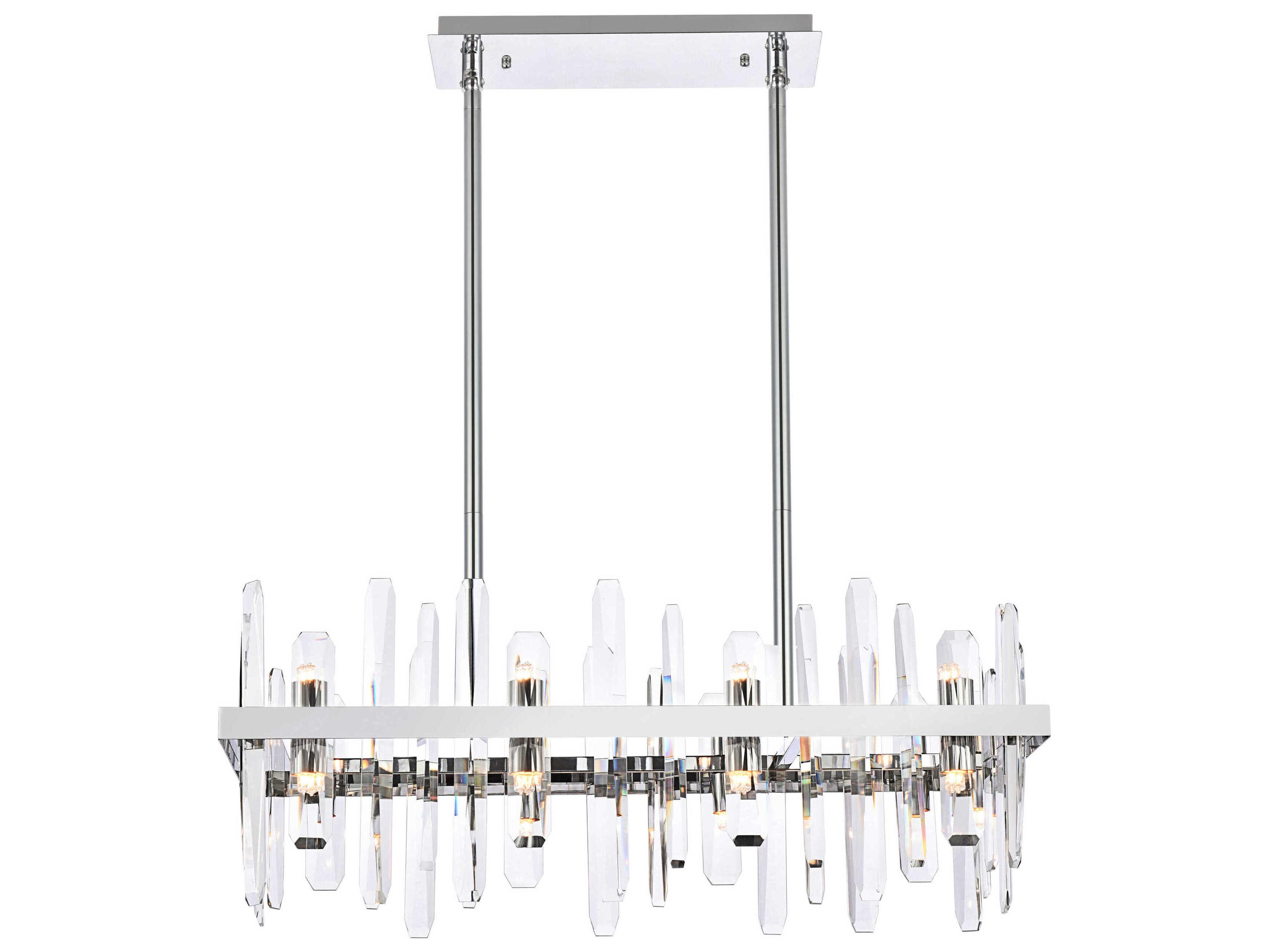 Elegant Lighting Serena 16-Light6-Light Chrome Crystal Linear Island Pendant