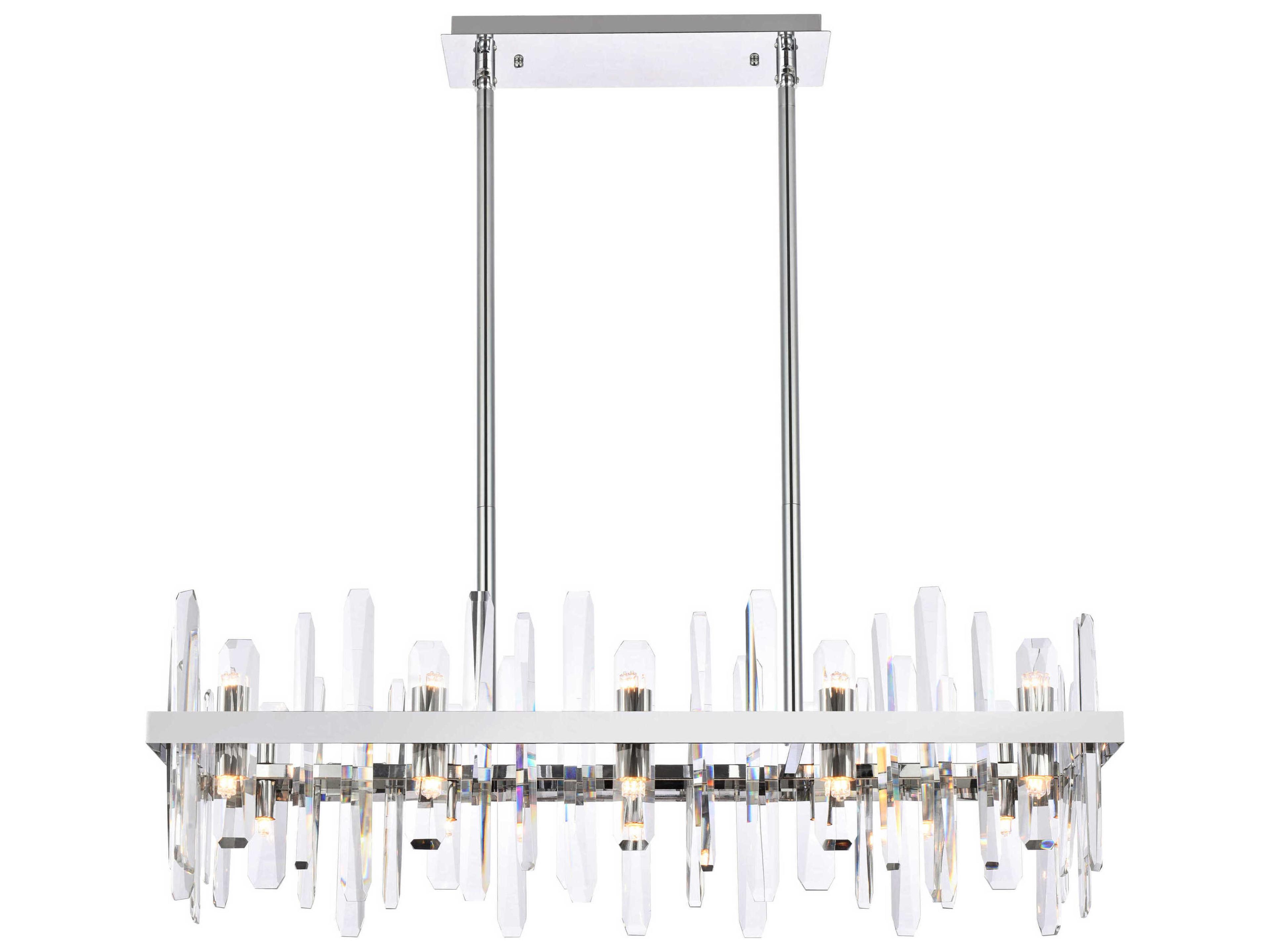 Elegant Lighting Serena 20-Light Chrome Crystal Linear Island Pendant