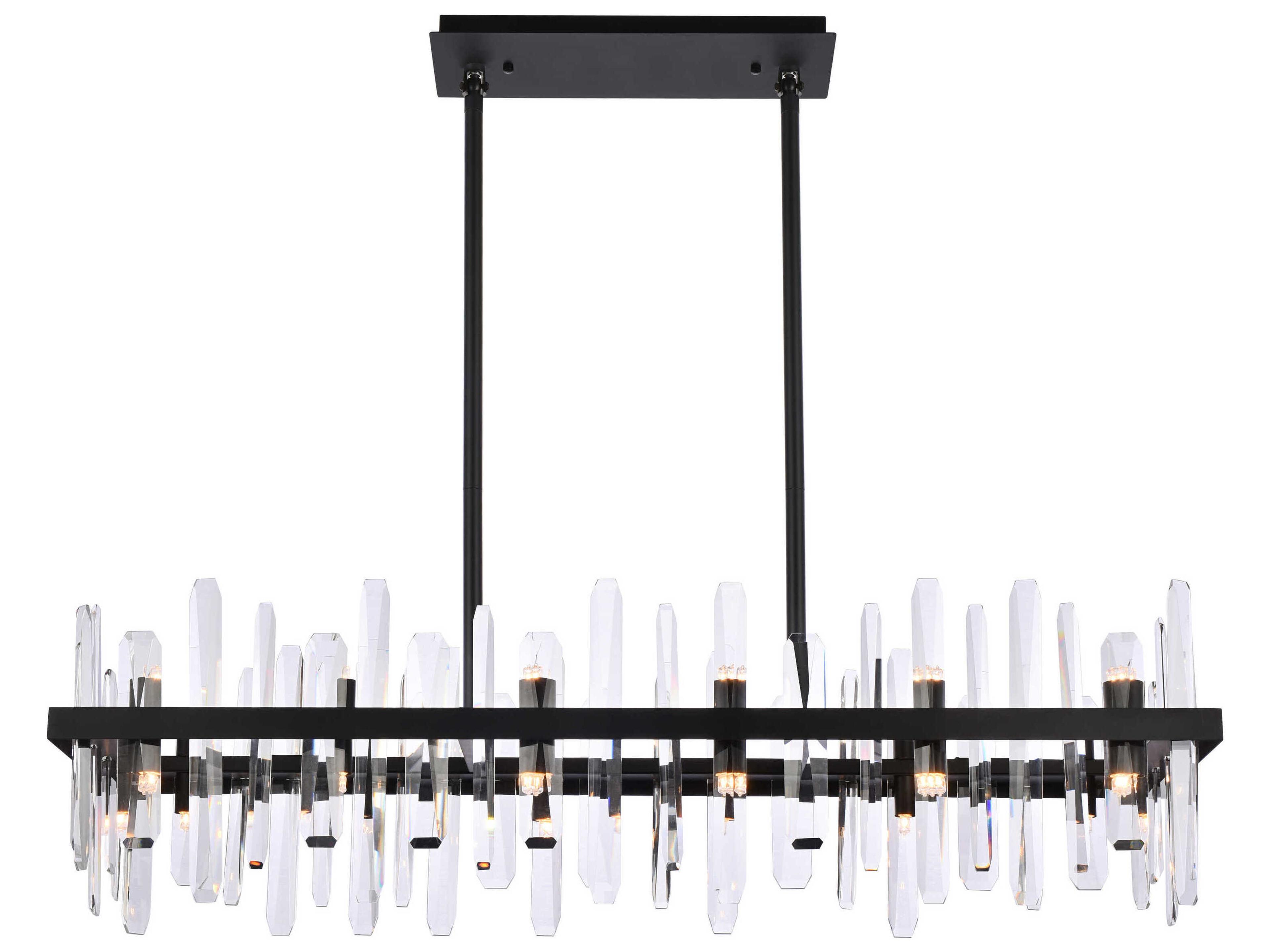 Elegant Lighting Serena 24-Light Black Crystal Linear Island Pendant