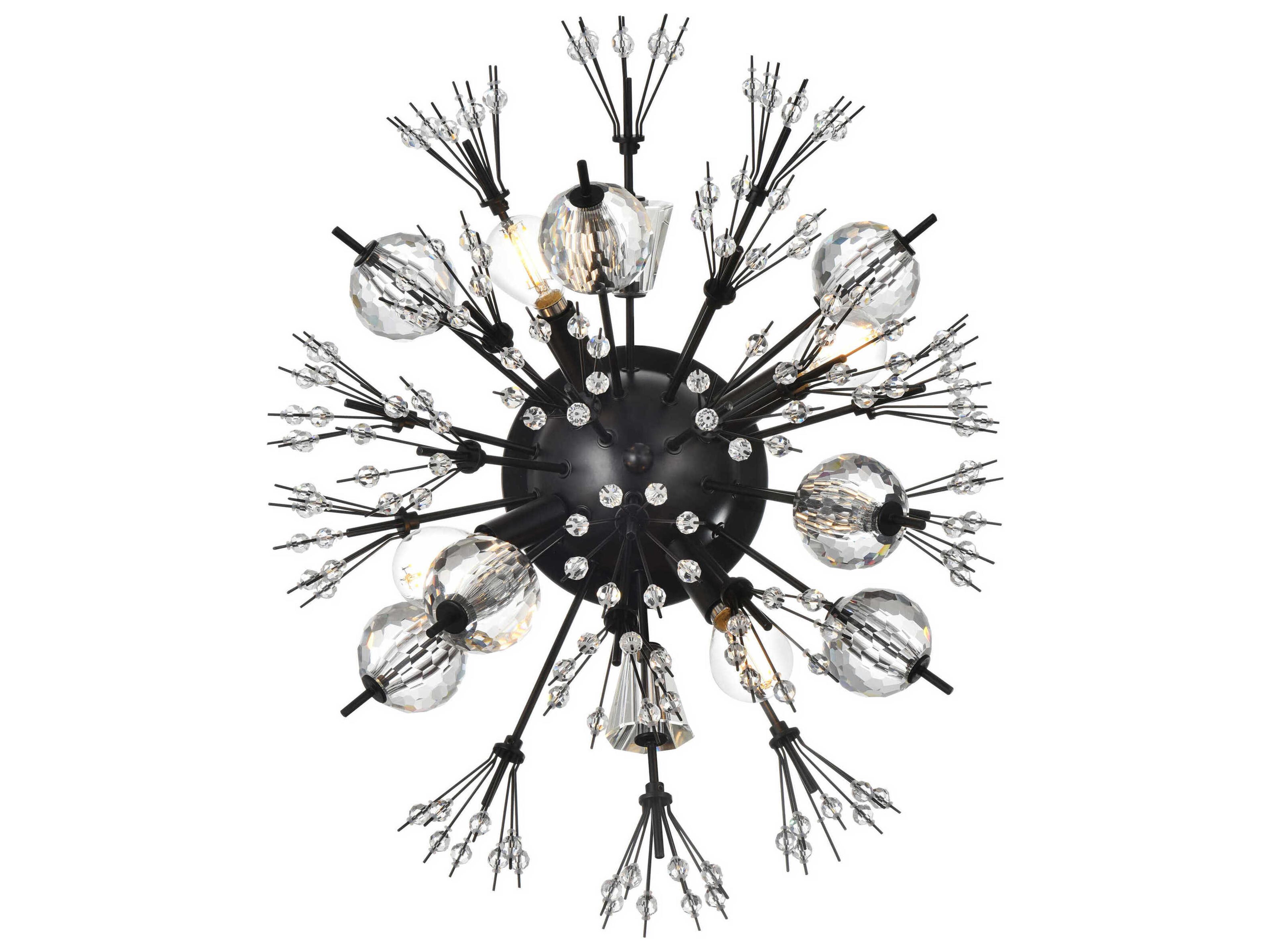 Elegant Lighting Vera 4-Light Black Crystal Glass Wall Sconce