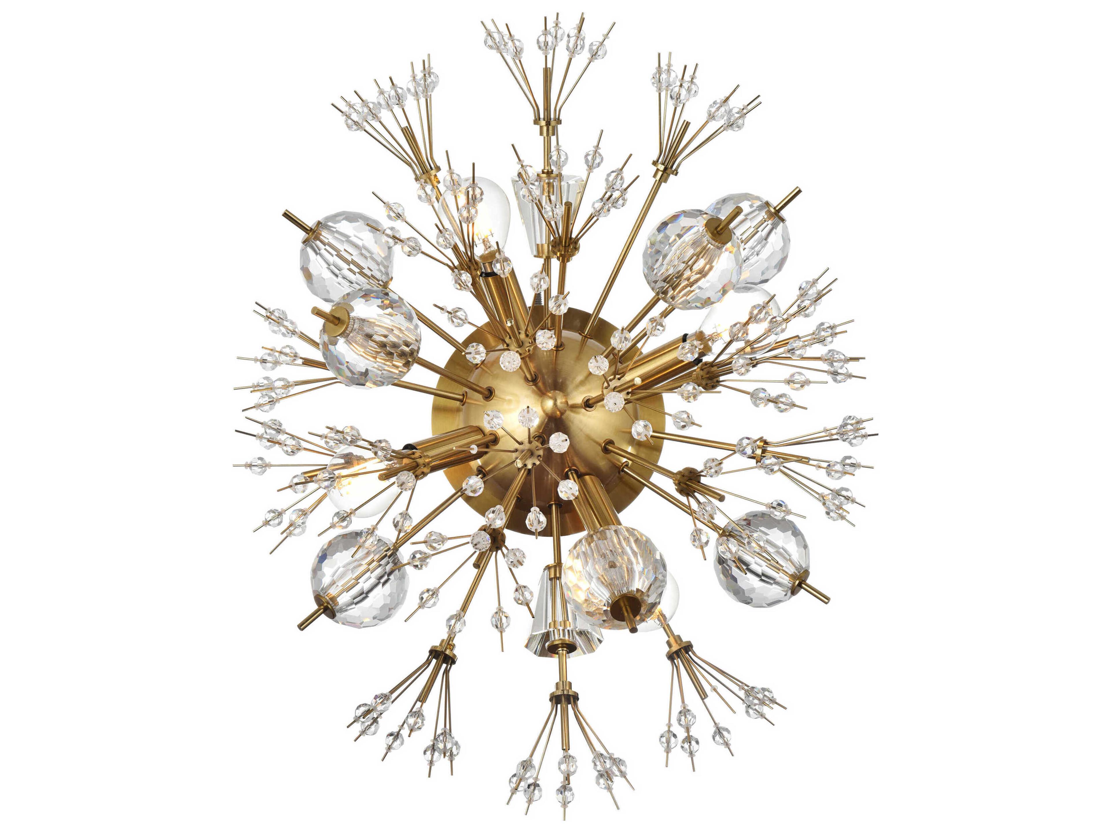 Elegant Lighting Vera 4-Light Gold Crystal Glass Wall Sconce