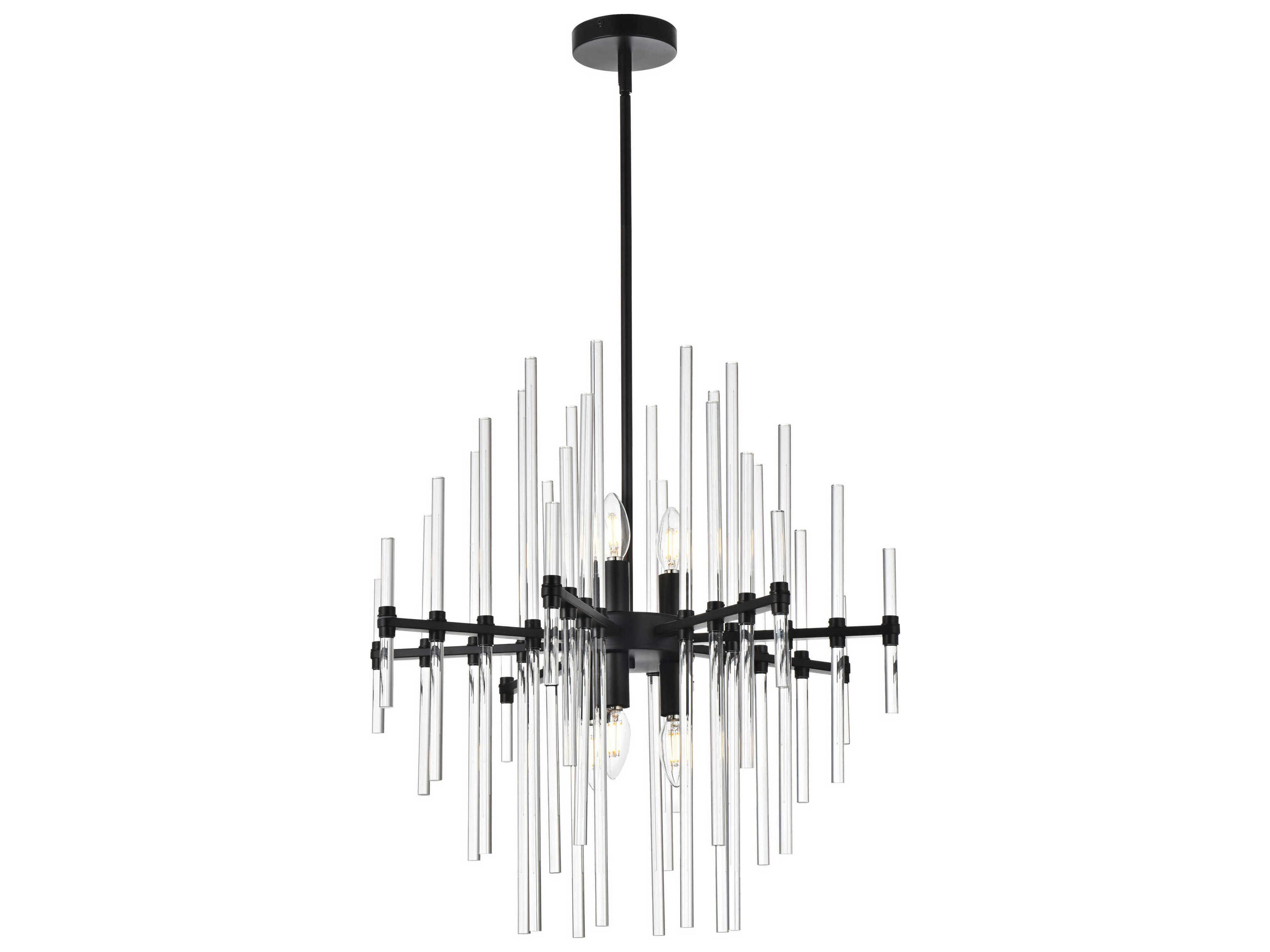 Elegant Lighting Sienna 6-Light Black Crystal Glass Pendant