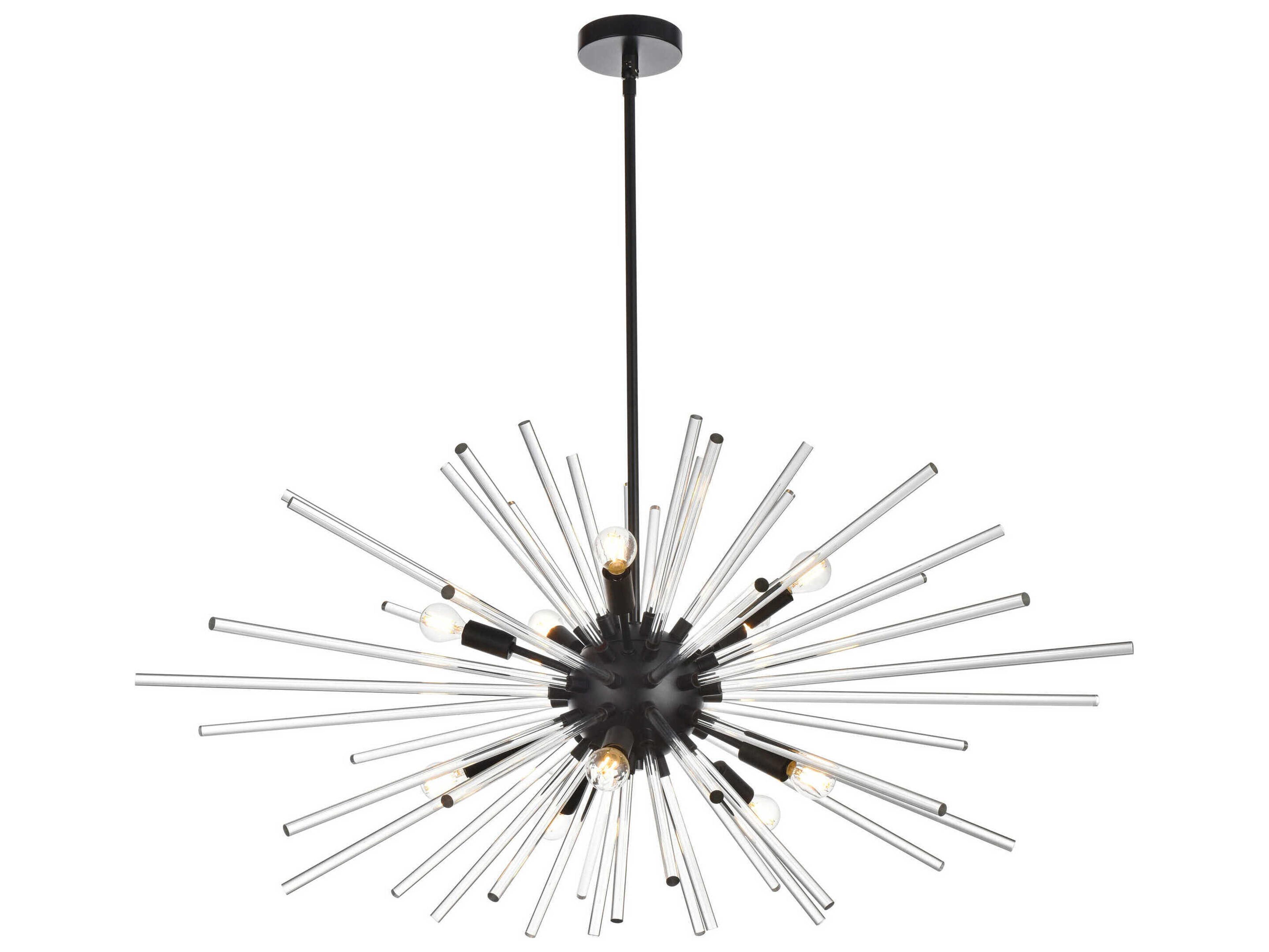 Elegant Lighting Sienna 10-Light Black Crystal Glass Sputnik Pendant