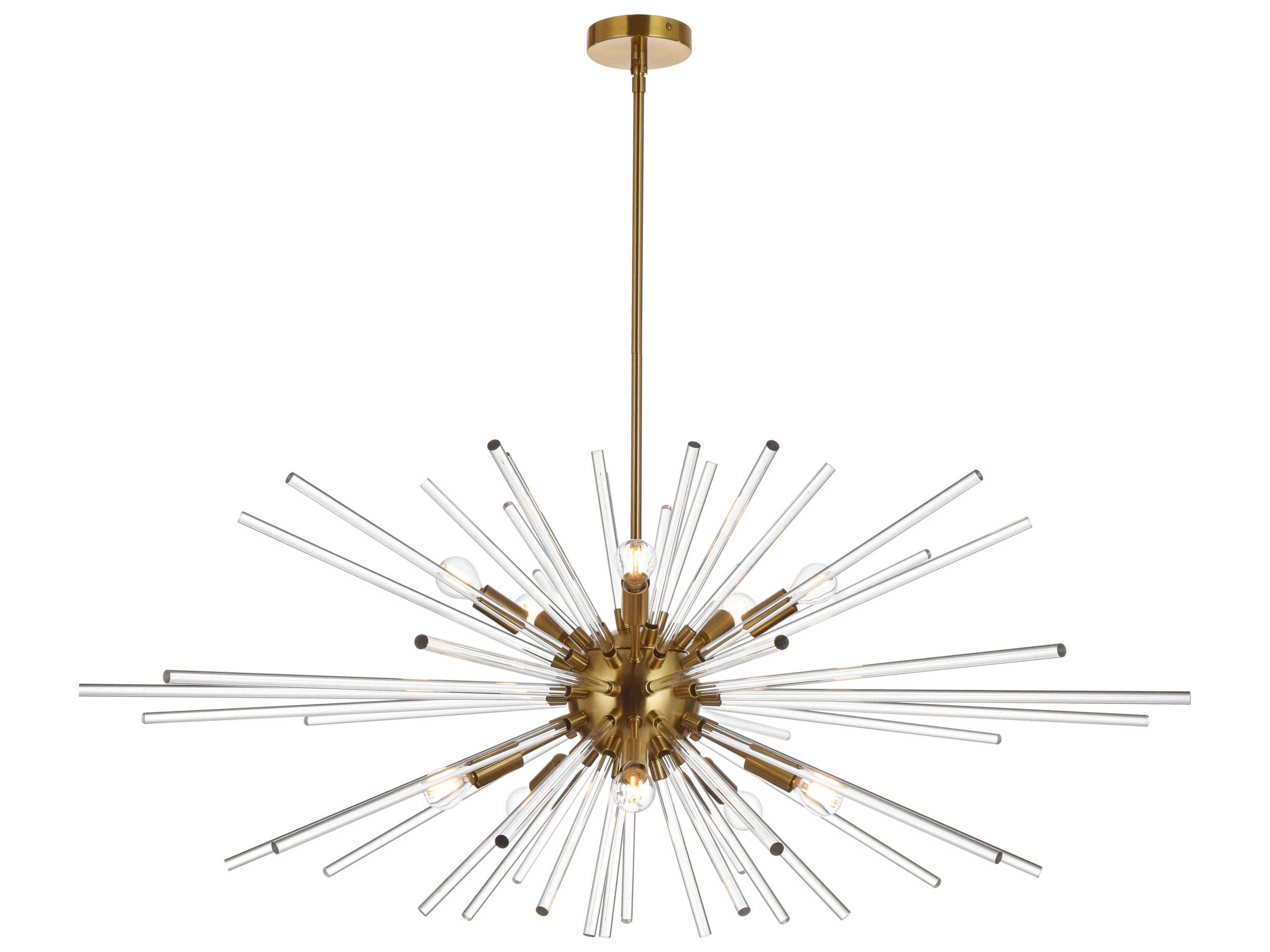 Elegant Lighting Sienna 10-Light Gold Crystal Glass Sputnik Pendant