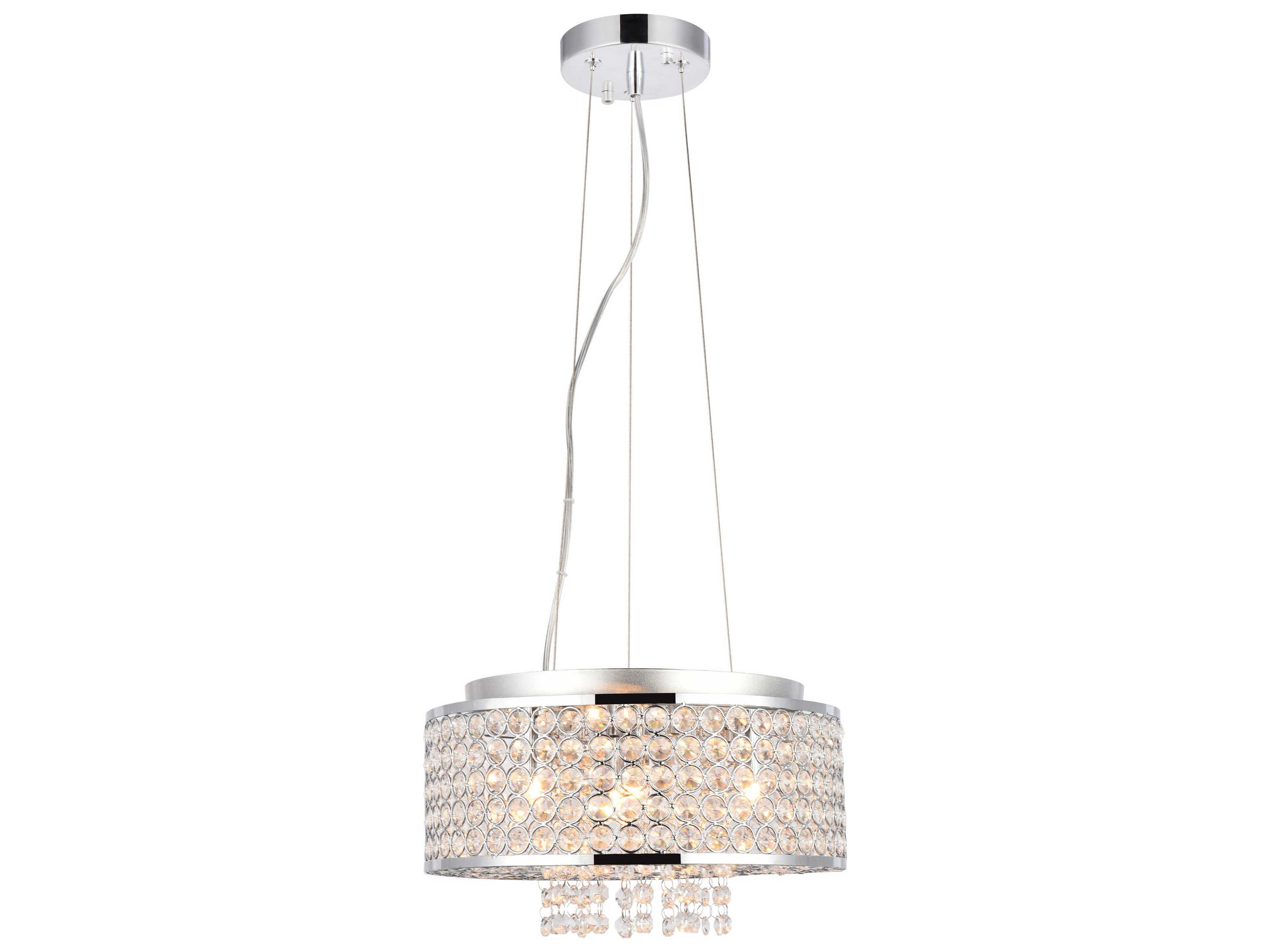 Elegant Lighting Amelie 4-Light Chrome Clear Crystal Pendant