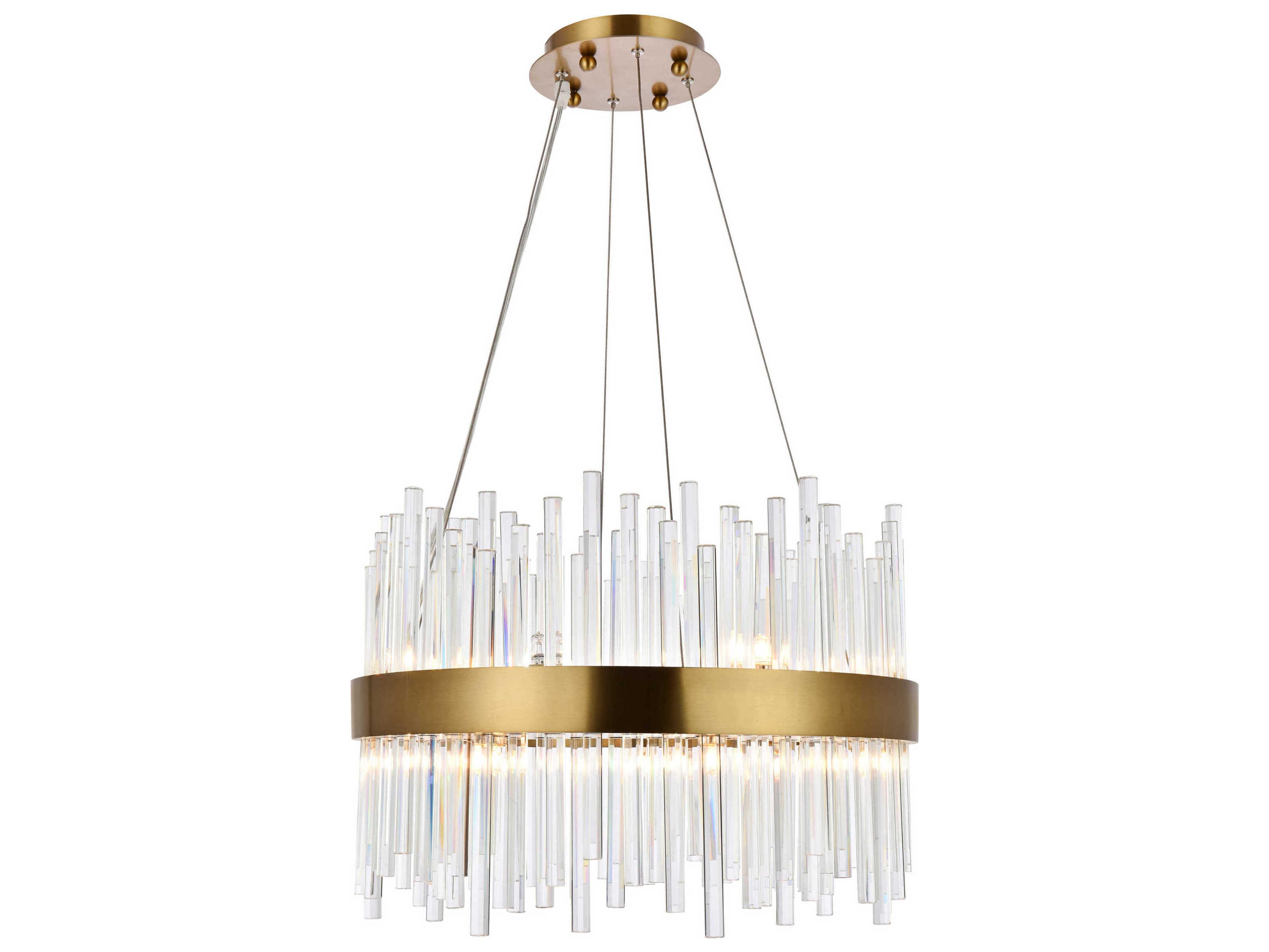 Elegant Lighting Dallas 14-Light Gold Crystal Glass Round Pendant