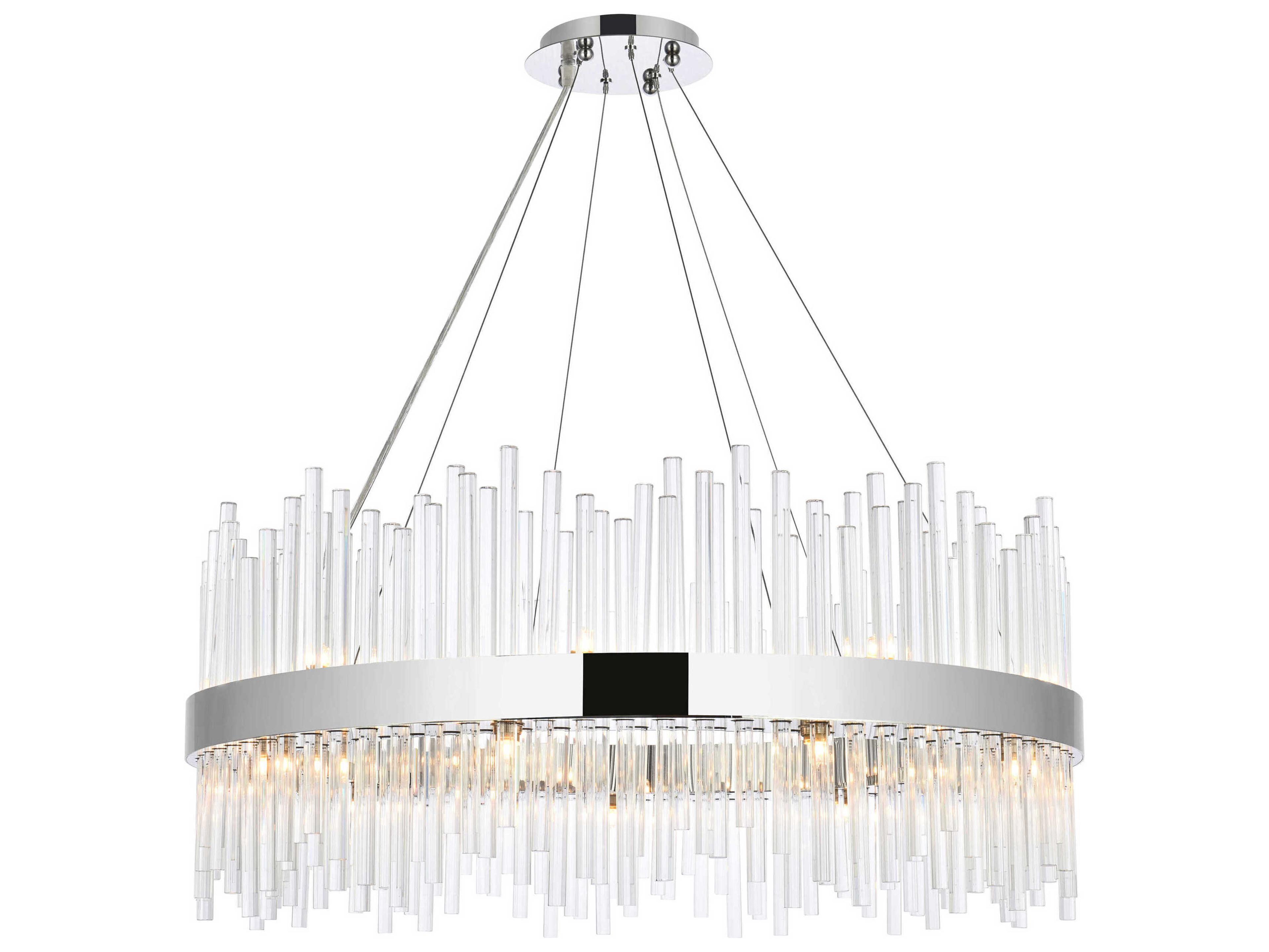 Elegant Lighting Dallas 20-Light Chrome Crystal Drum Linear Pendant