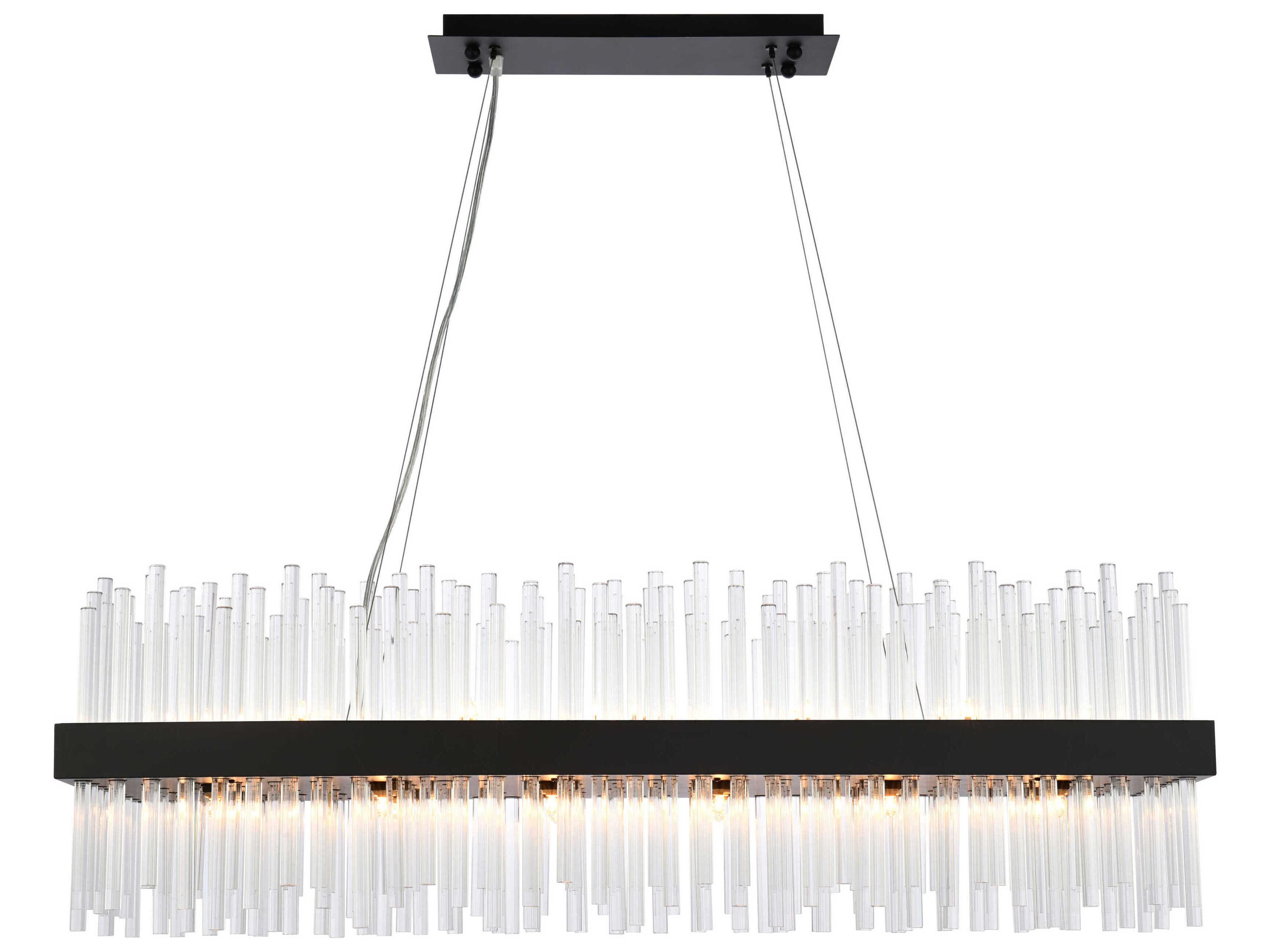 Elegant Lighting Dallas 24-Light Black Crystal Linear Island Pendant
