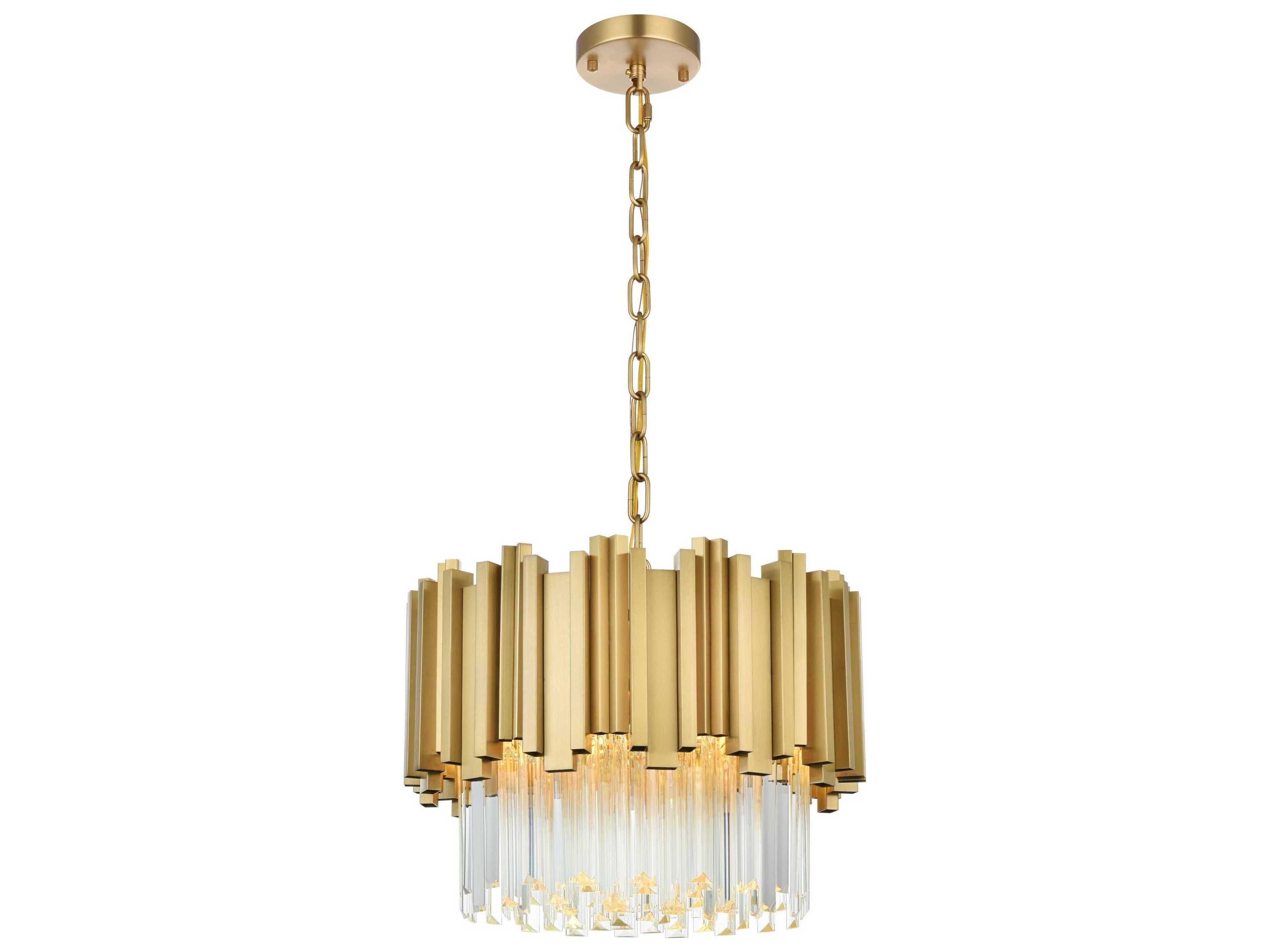 Elegant Lighting Willow 4-Light Satin Gold Drum Chandelier