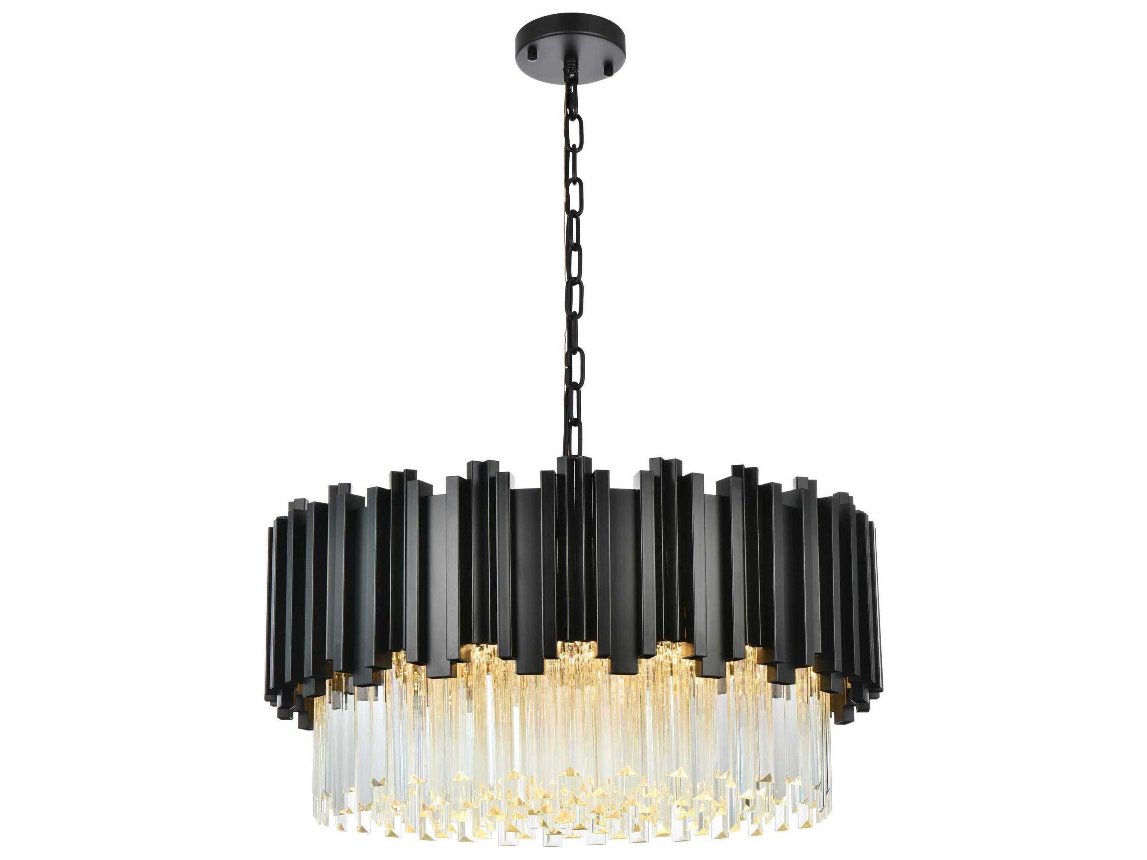 Elegant Lighting Willow 8-Light Black Drum Chandelier