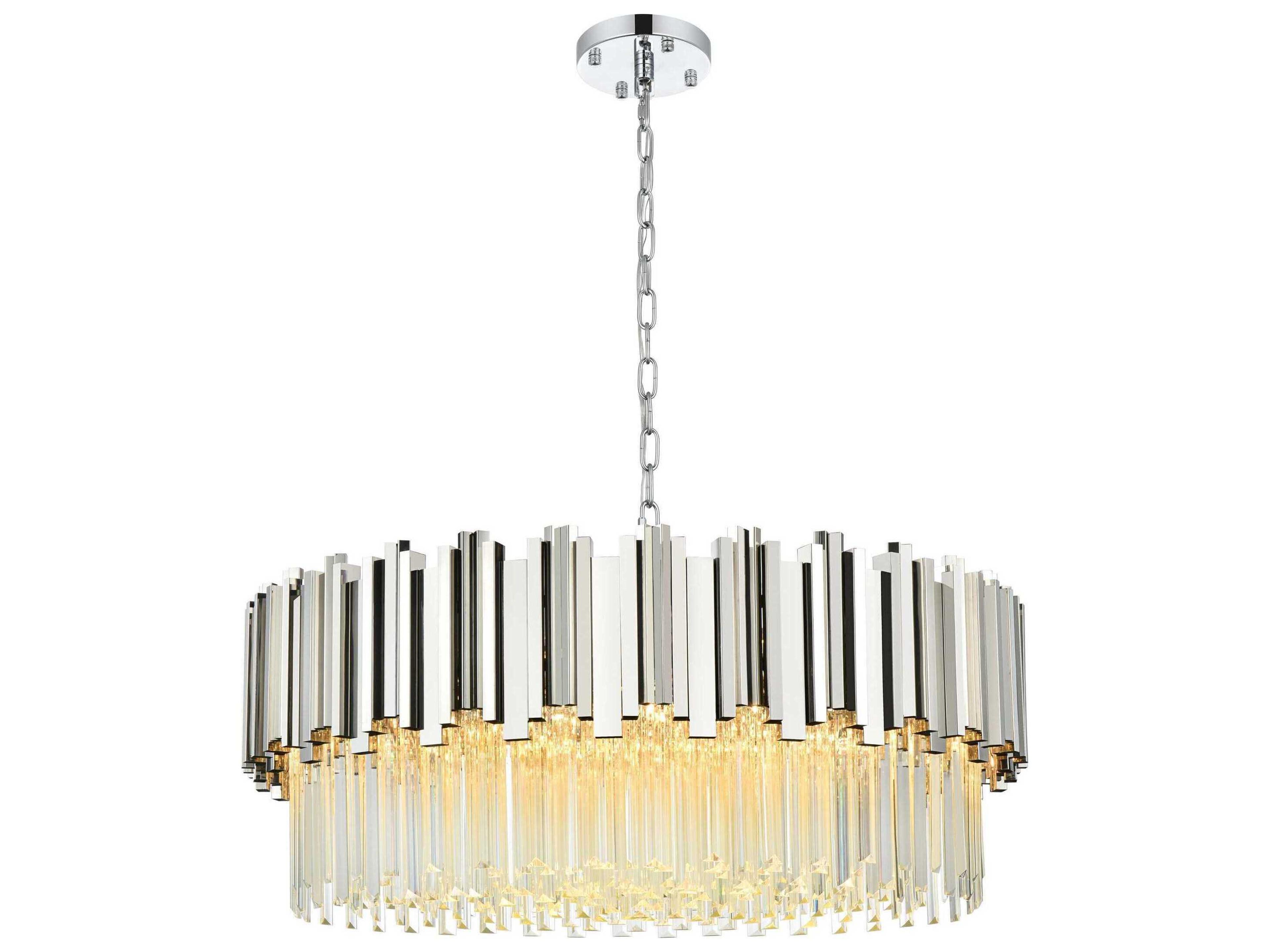 Elegant Lighting Willow 10-Light Chrome Drum Chandelier