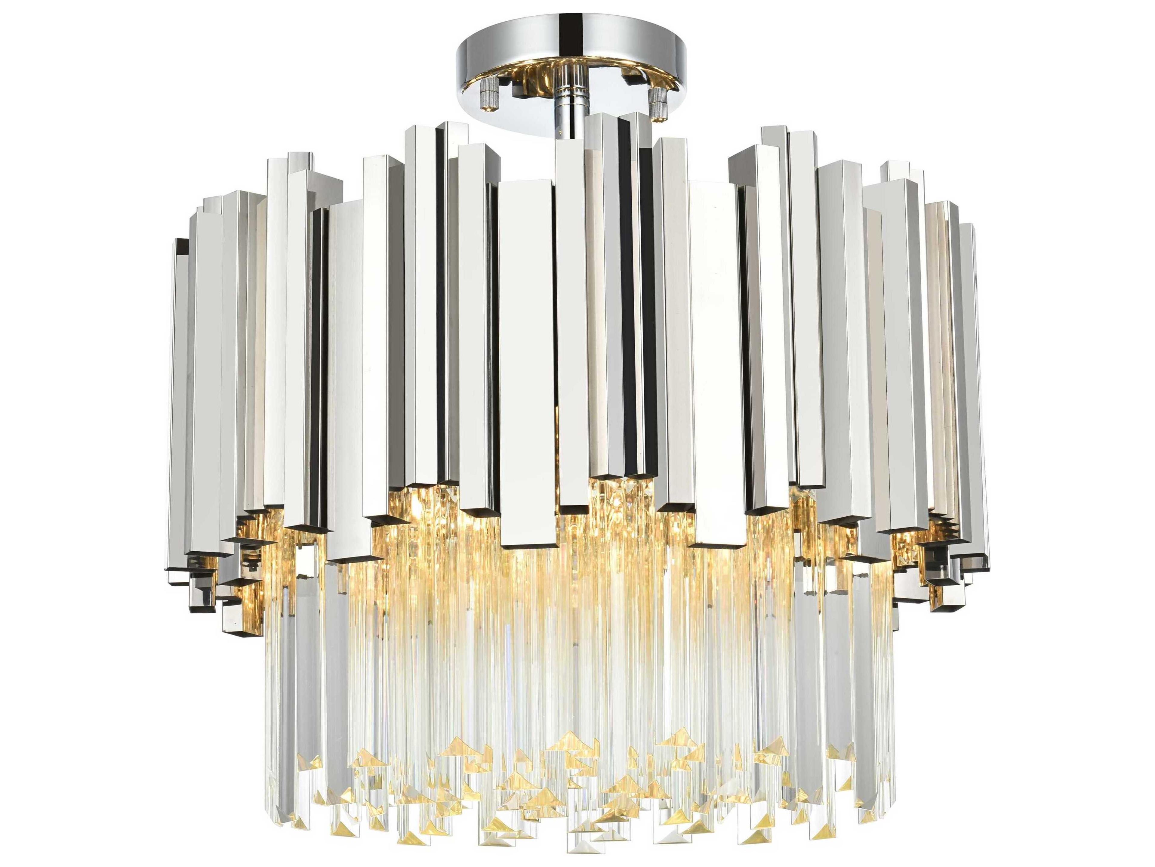 Elegant Lighting Willow 4-Light Chrome Drum Semi Flush Mount