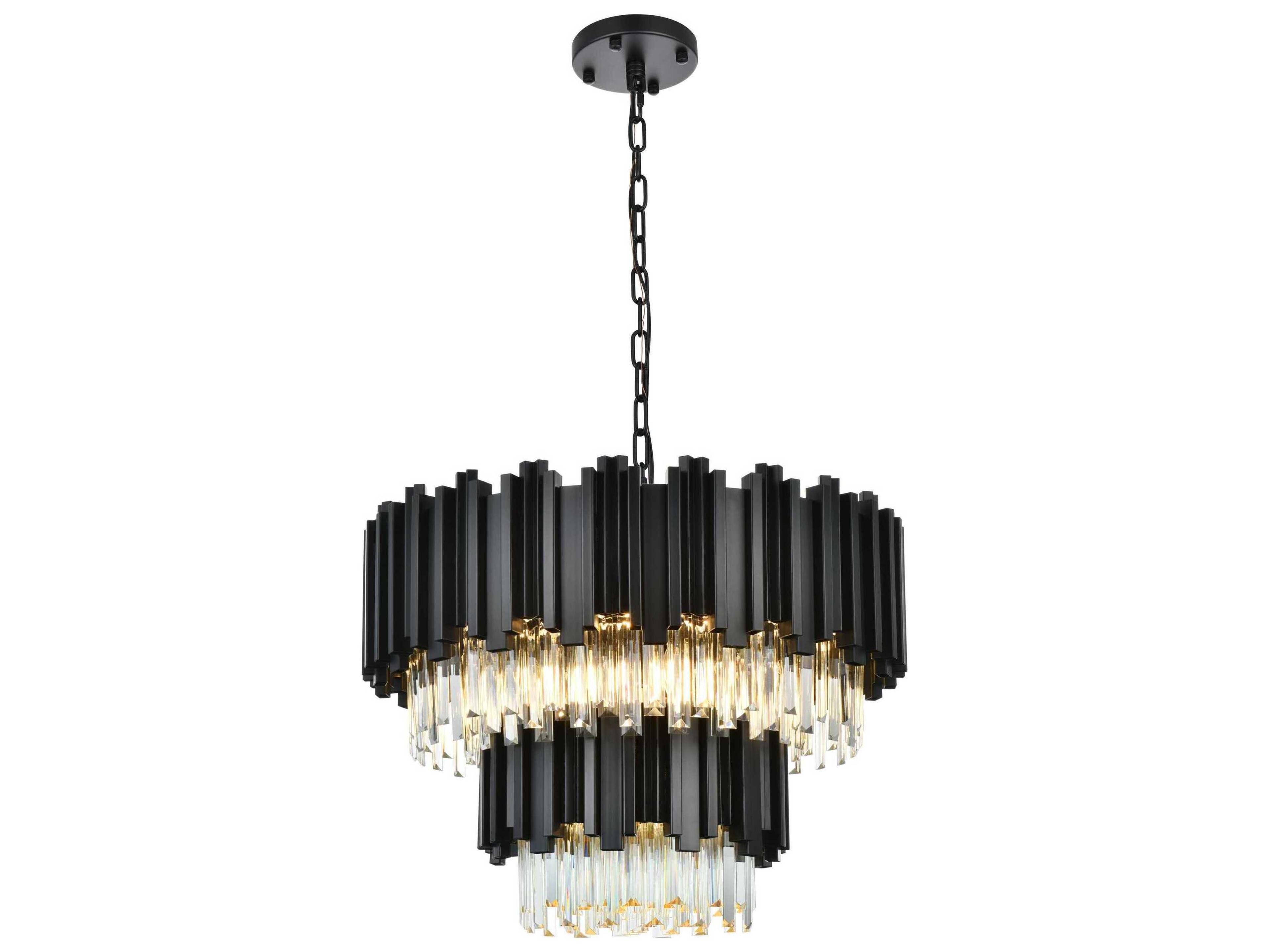 Elegant Lighting Willow 8-Light Black Drum Tiered Chandelier