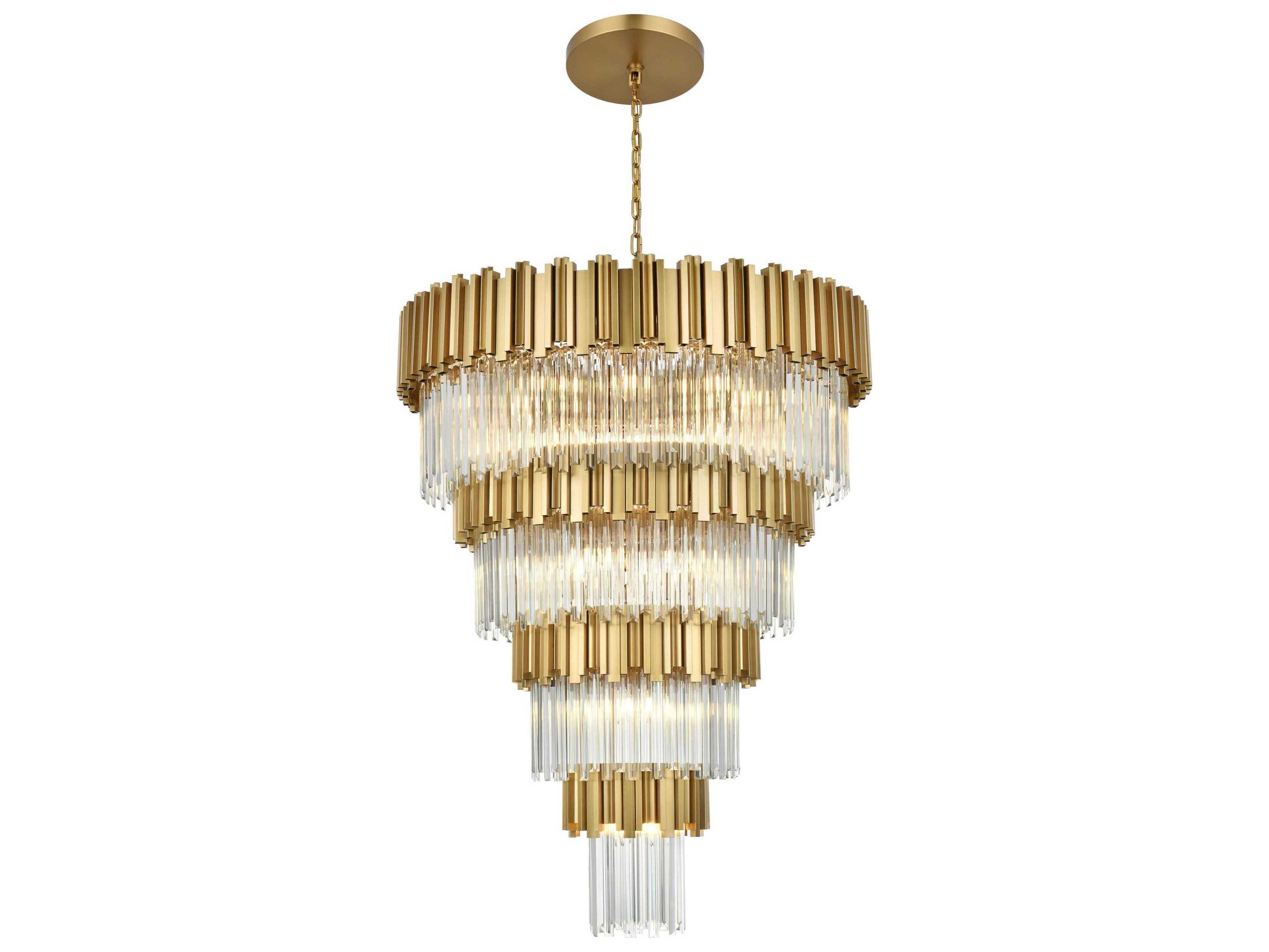 Elegant Lighting Willow 27-Light Satin Gold Tiered Chandelier