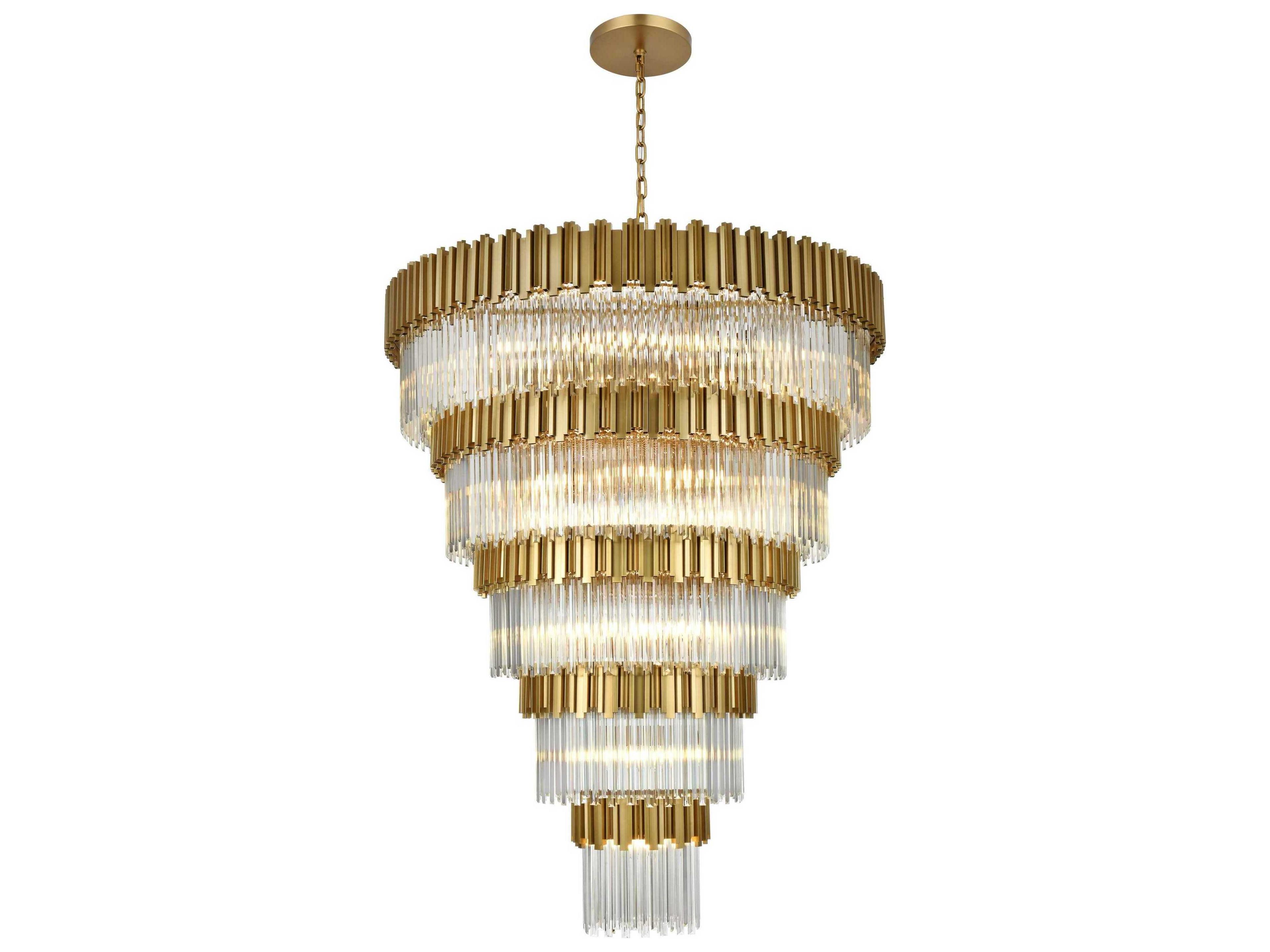 Elegant Lighting Willow 43-Light Satin Gold Tiered Chandelier