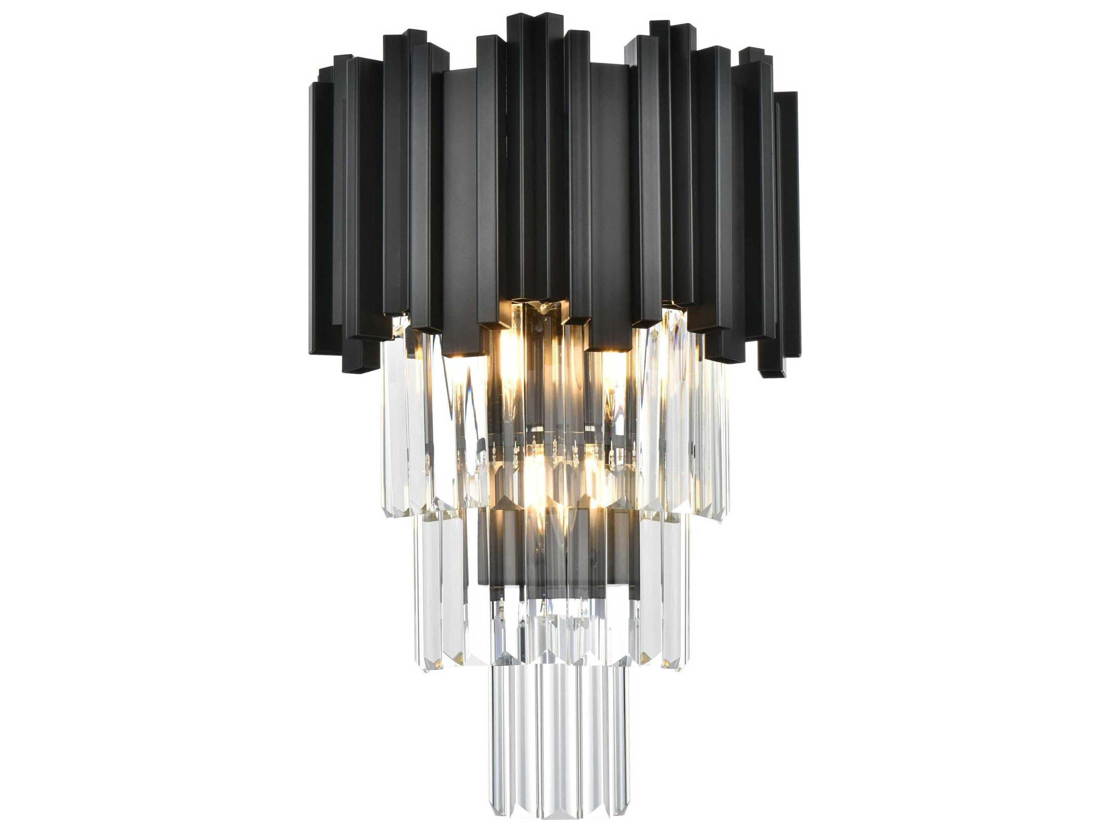 Elegant Lighting Willow 3-Light Black Wall Sconce