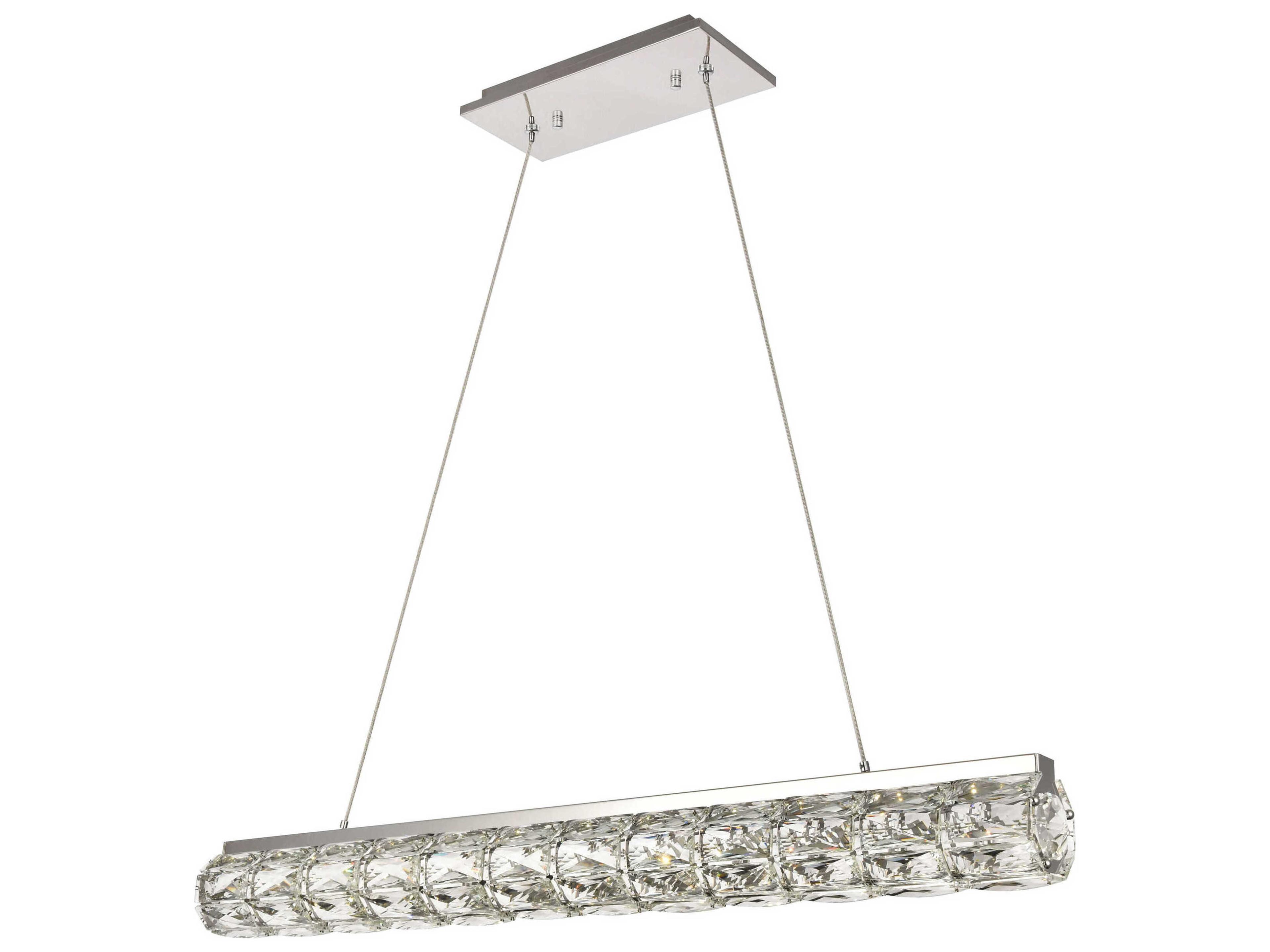 Elegant Lighting Valetta 1-Light Chrome Clear Crystal LED Linear Island Pendant