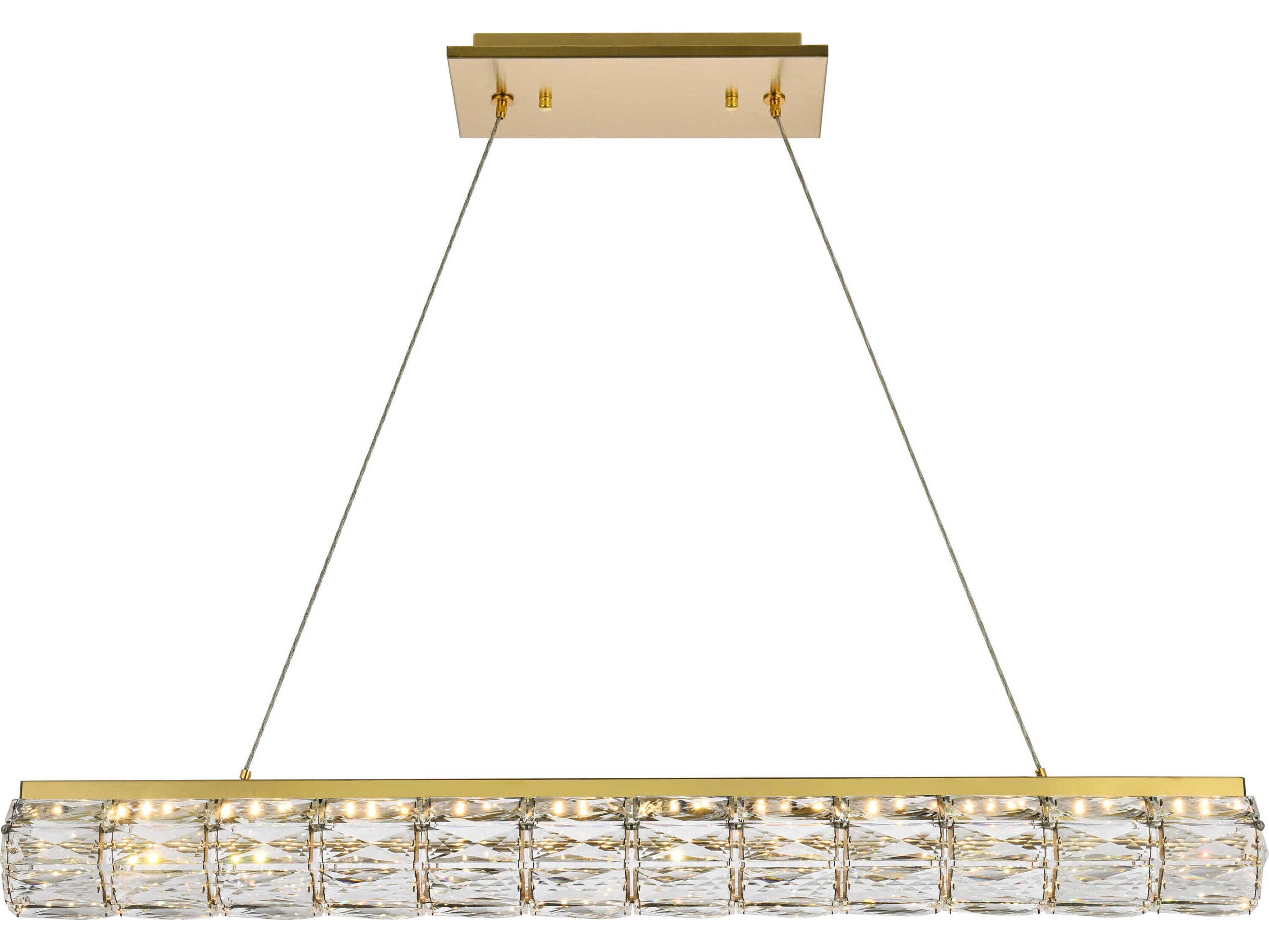 Elegant Lighting Valetta 1-Light Gold Crystal LED Linear Island Pendant