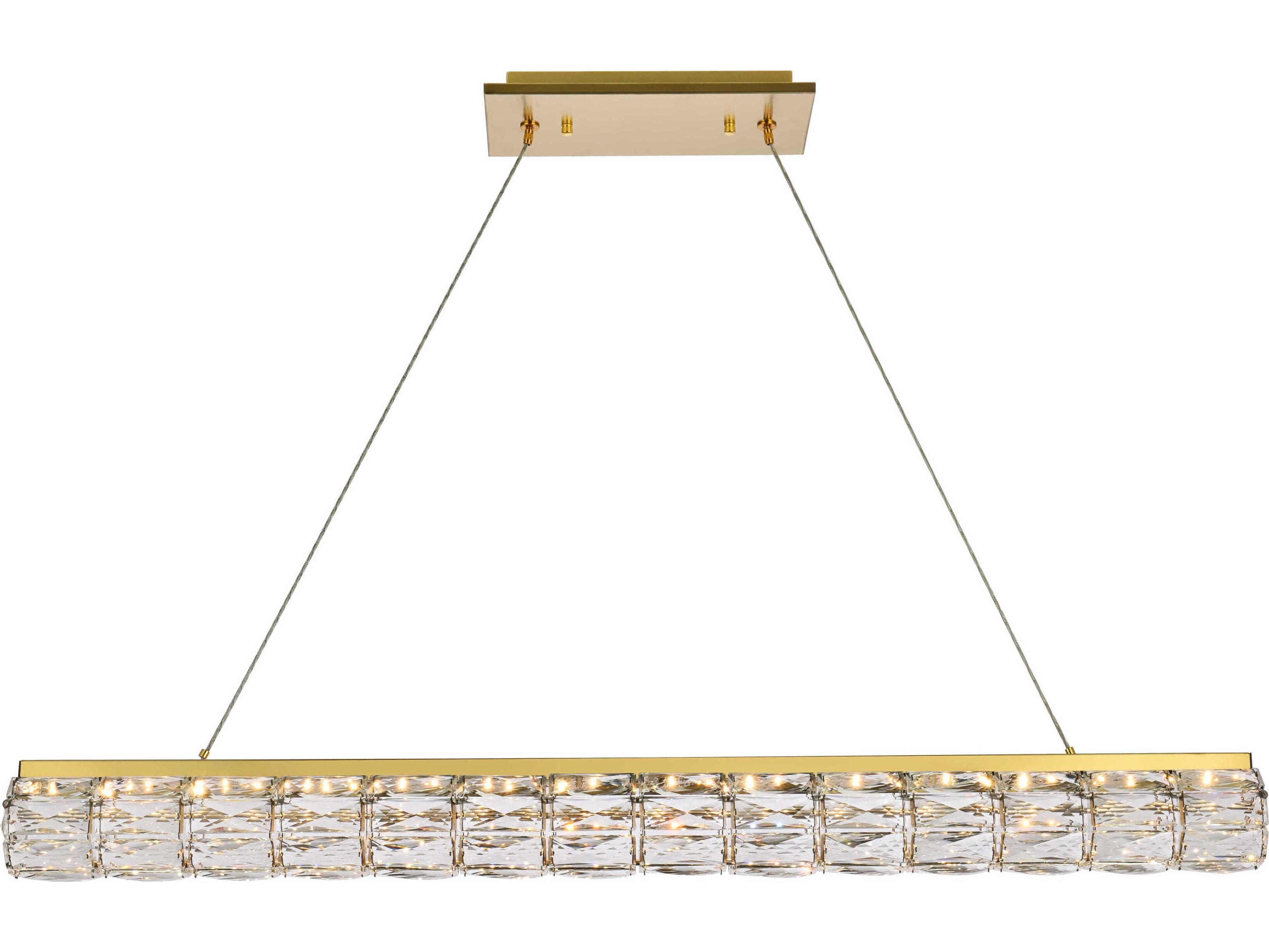 Elegant Lighting Valetta 1-Light Gold Crystal LED Linear Island Pendant