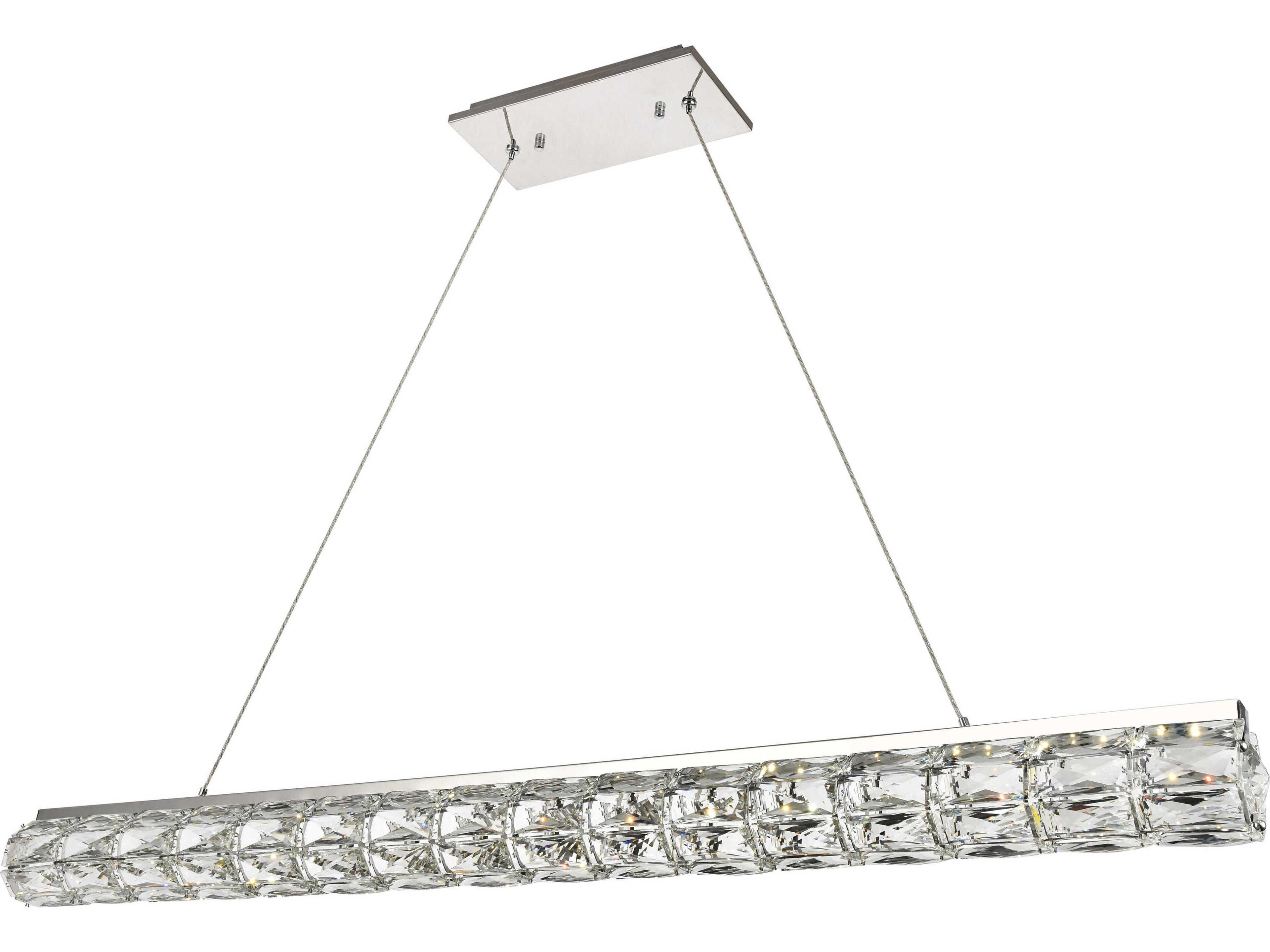 Elegant Lighting Valetta 1-Light Chrome Clear Crystal LED Linear Island Pendant
