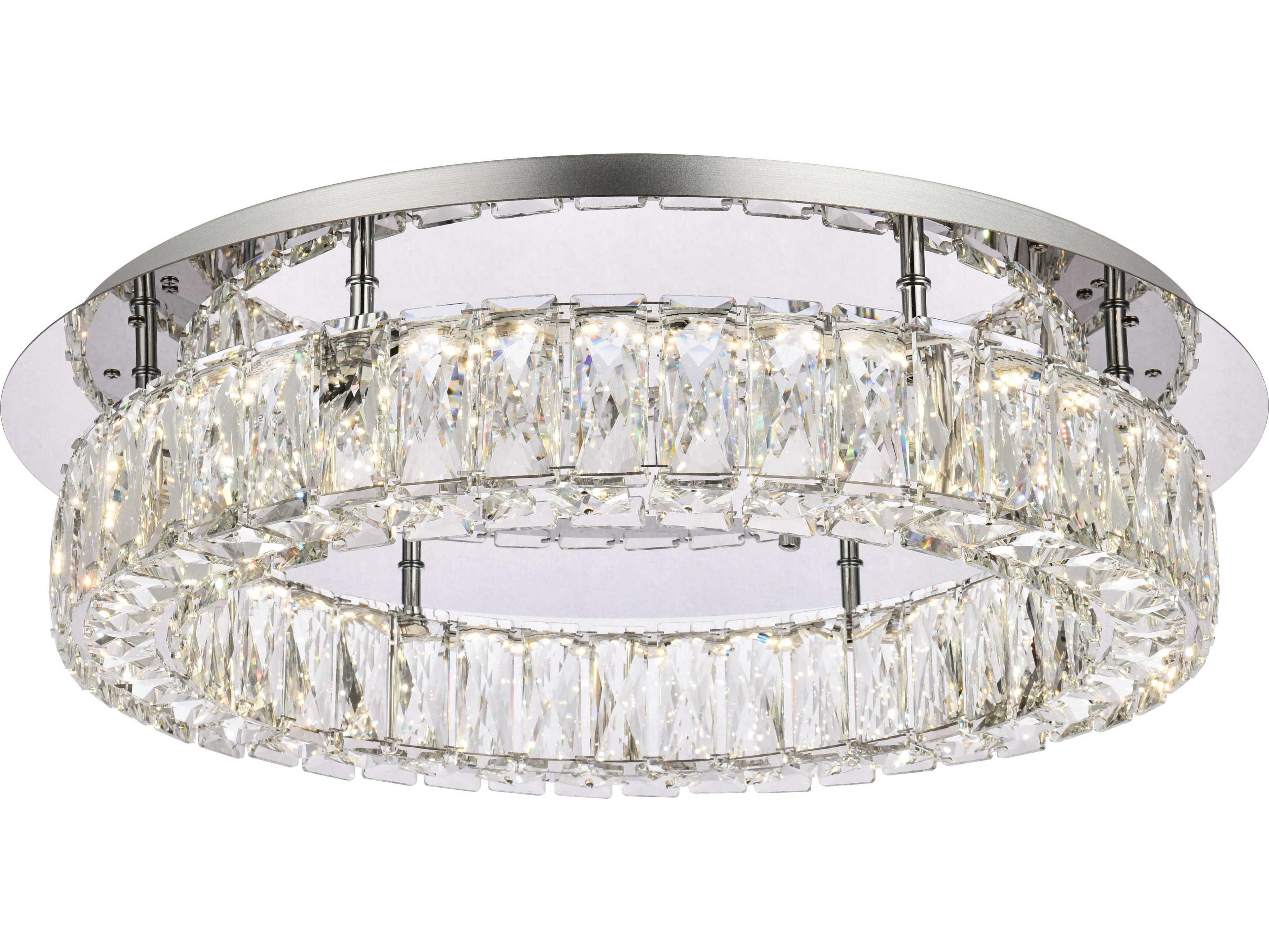Elegant Lighting Monroe 1-Light Chrome Crystal LED Drum Flush Mount