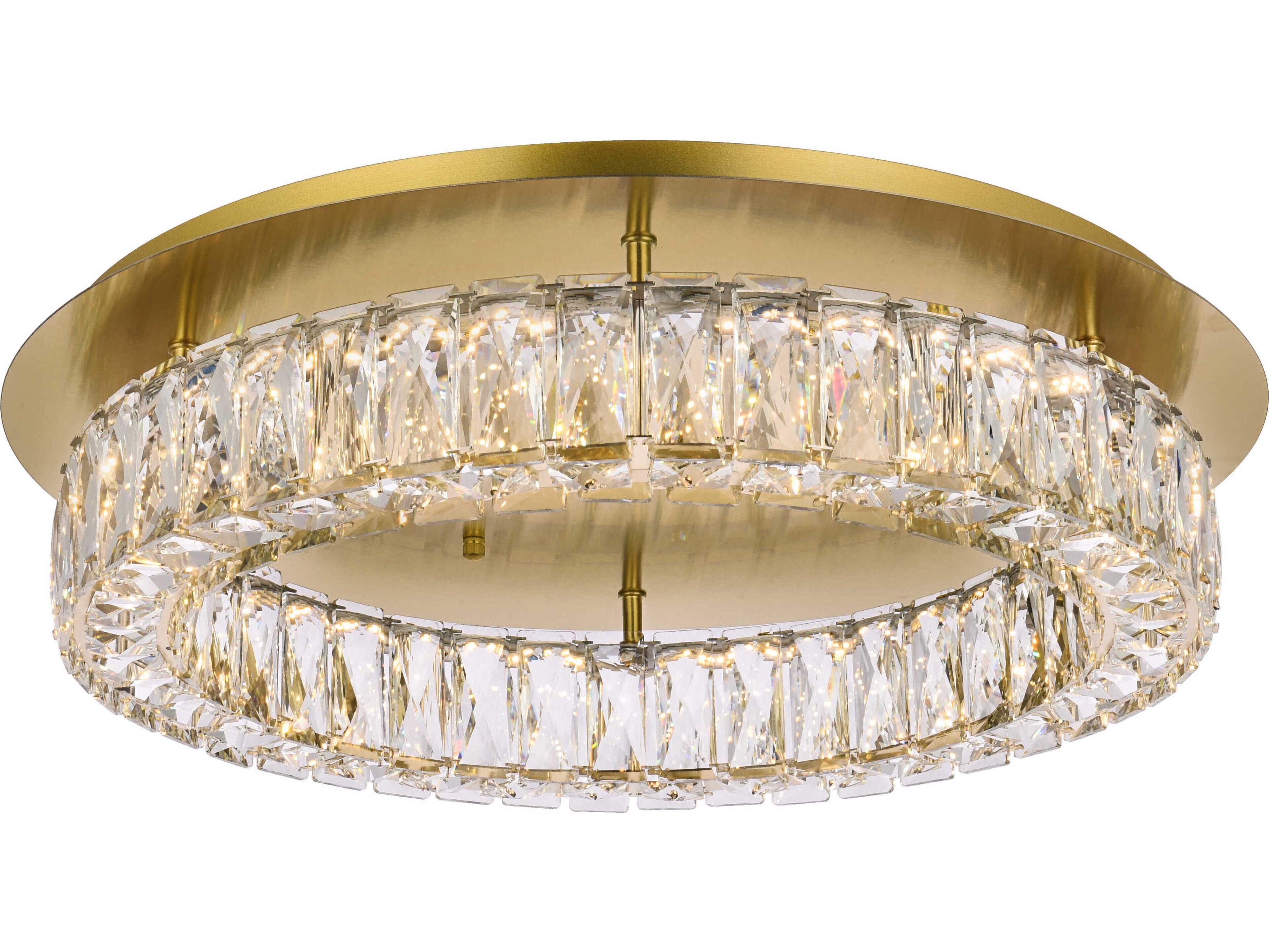 Elegant Lighting Monroe 1-Light Gold Crystal LED Drum Flush Mount