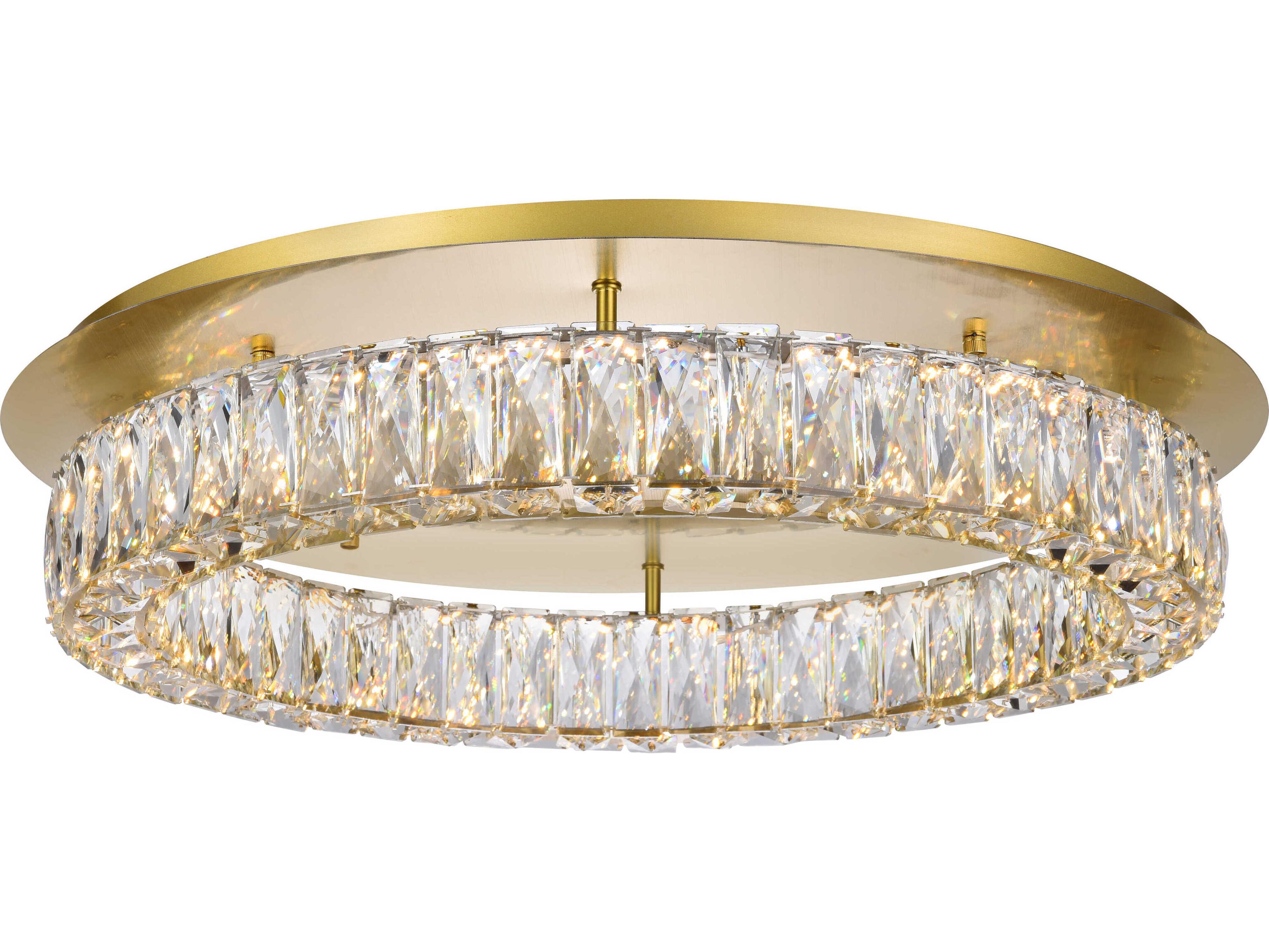 Elegant Lighting Monroe Gold Clear Crystal LED Drum Flush Mount