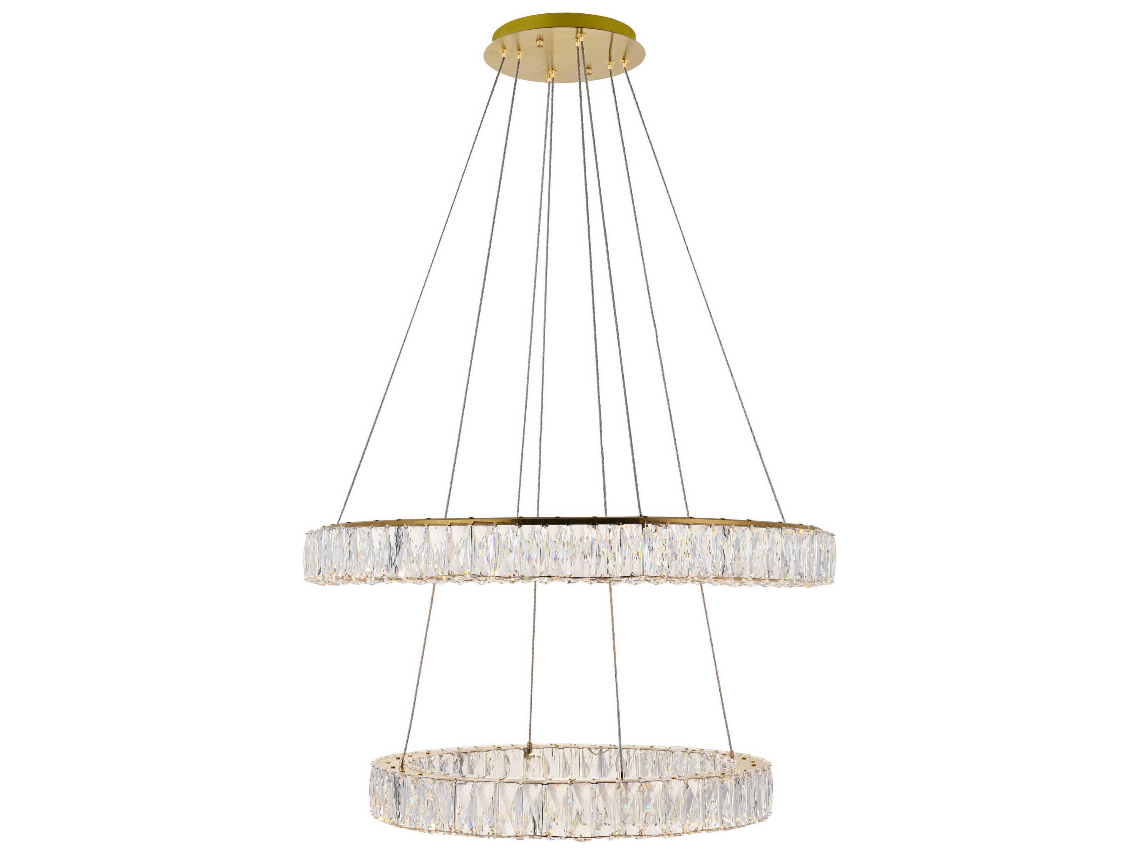Elegant Lighting Monroe 2-Light Gold Clear Crystal LED Drum Chandelier