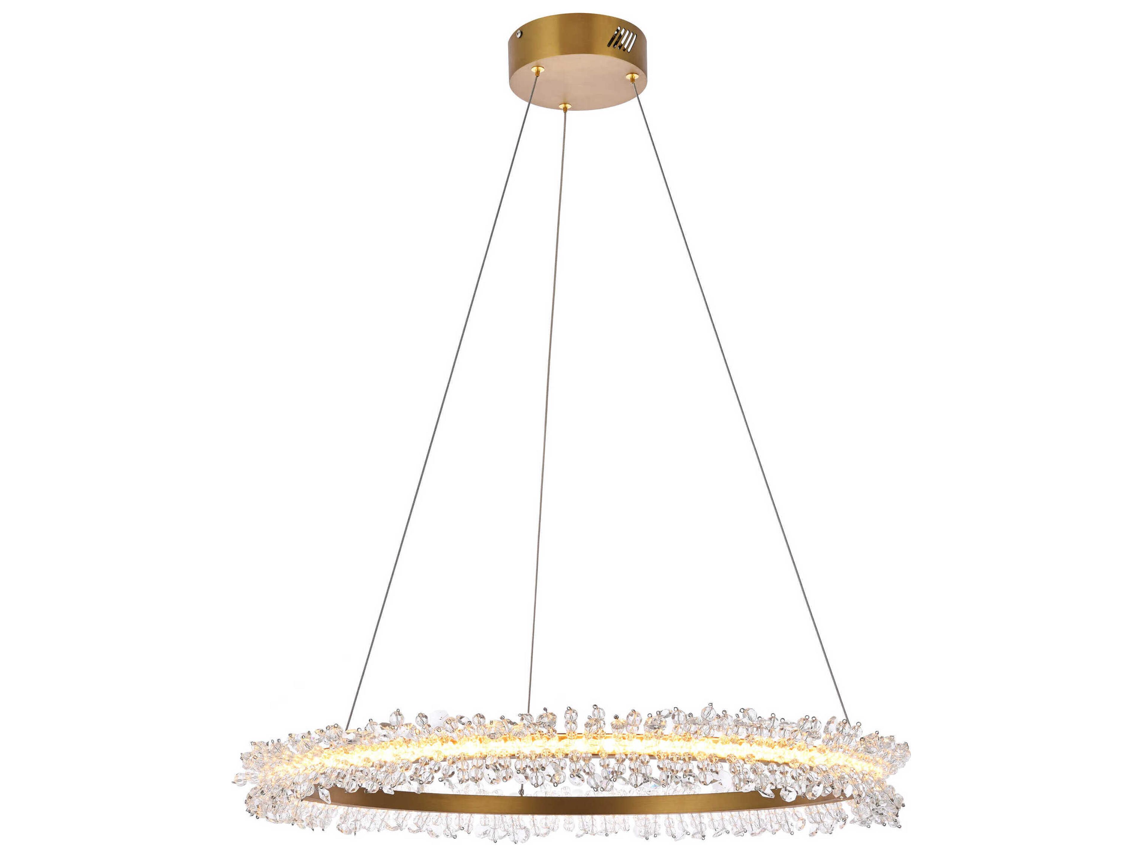 Laurel Gold Clear Crystal LED Drum Chandelier