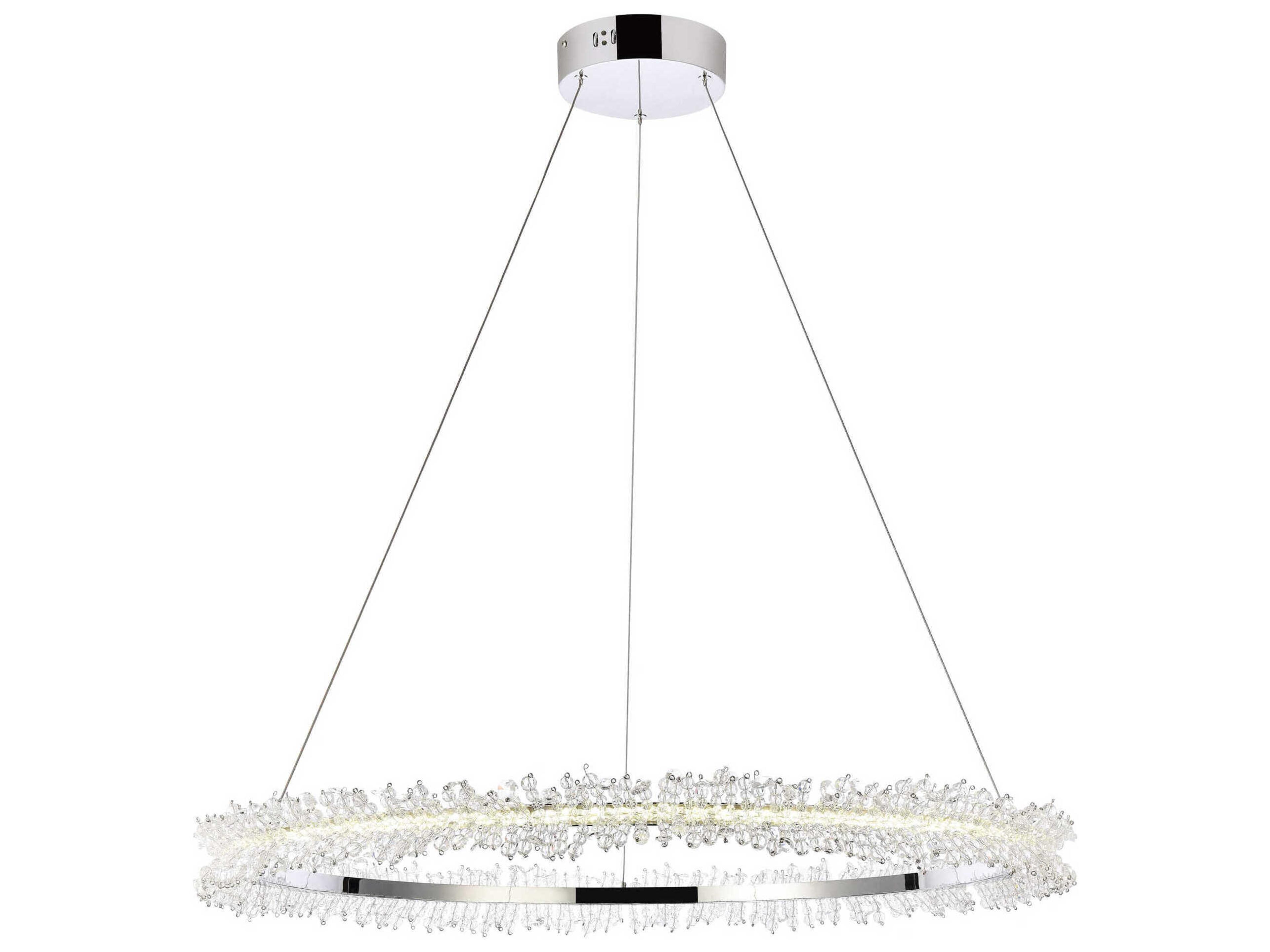 Elegant Lighting Laurel Chrome Clear Crystal LED Drum Chandelier
