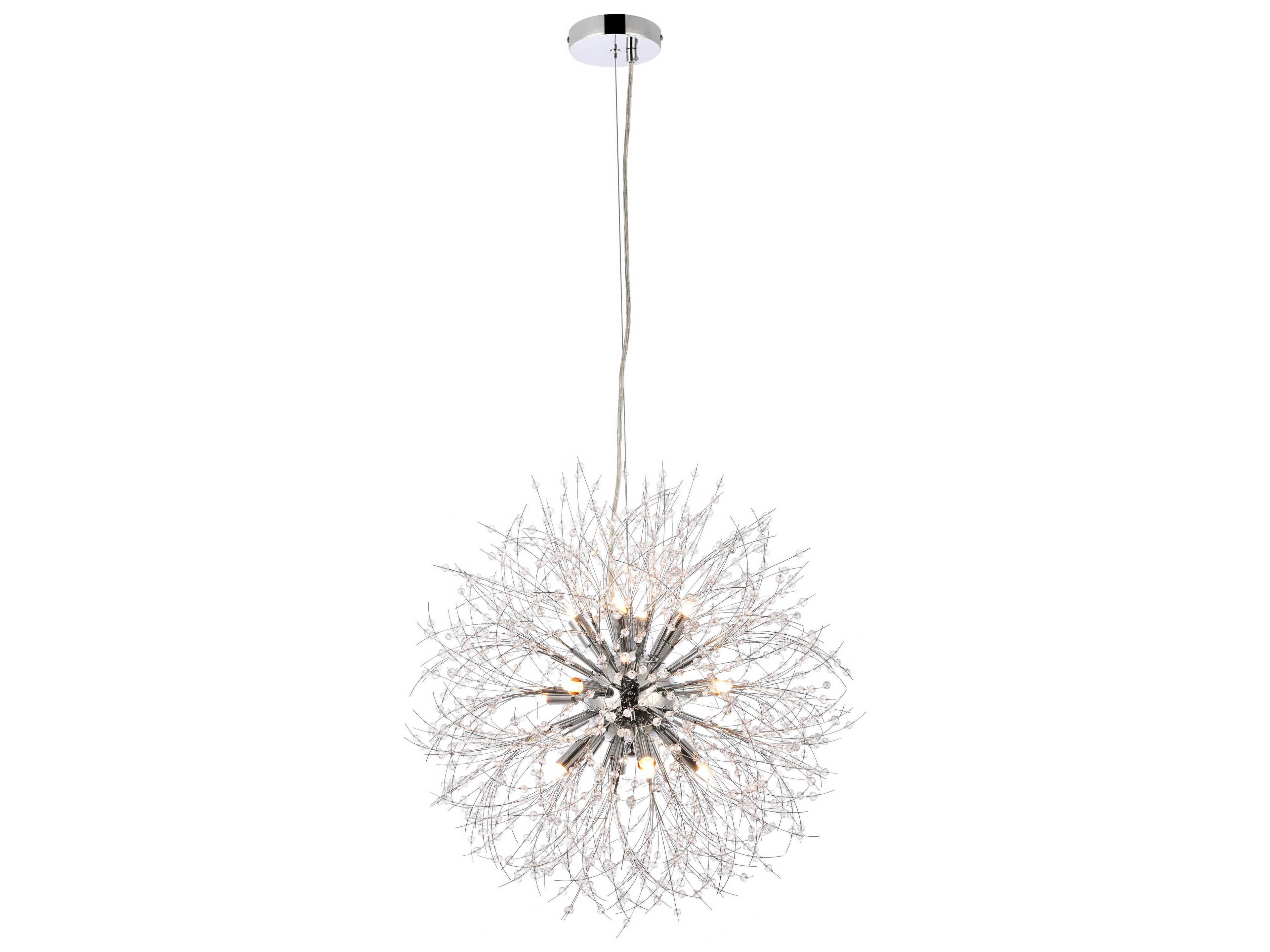 Elegant Lighting Solace 12-Light Chrome Clear Crystal Round Pendant
