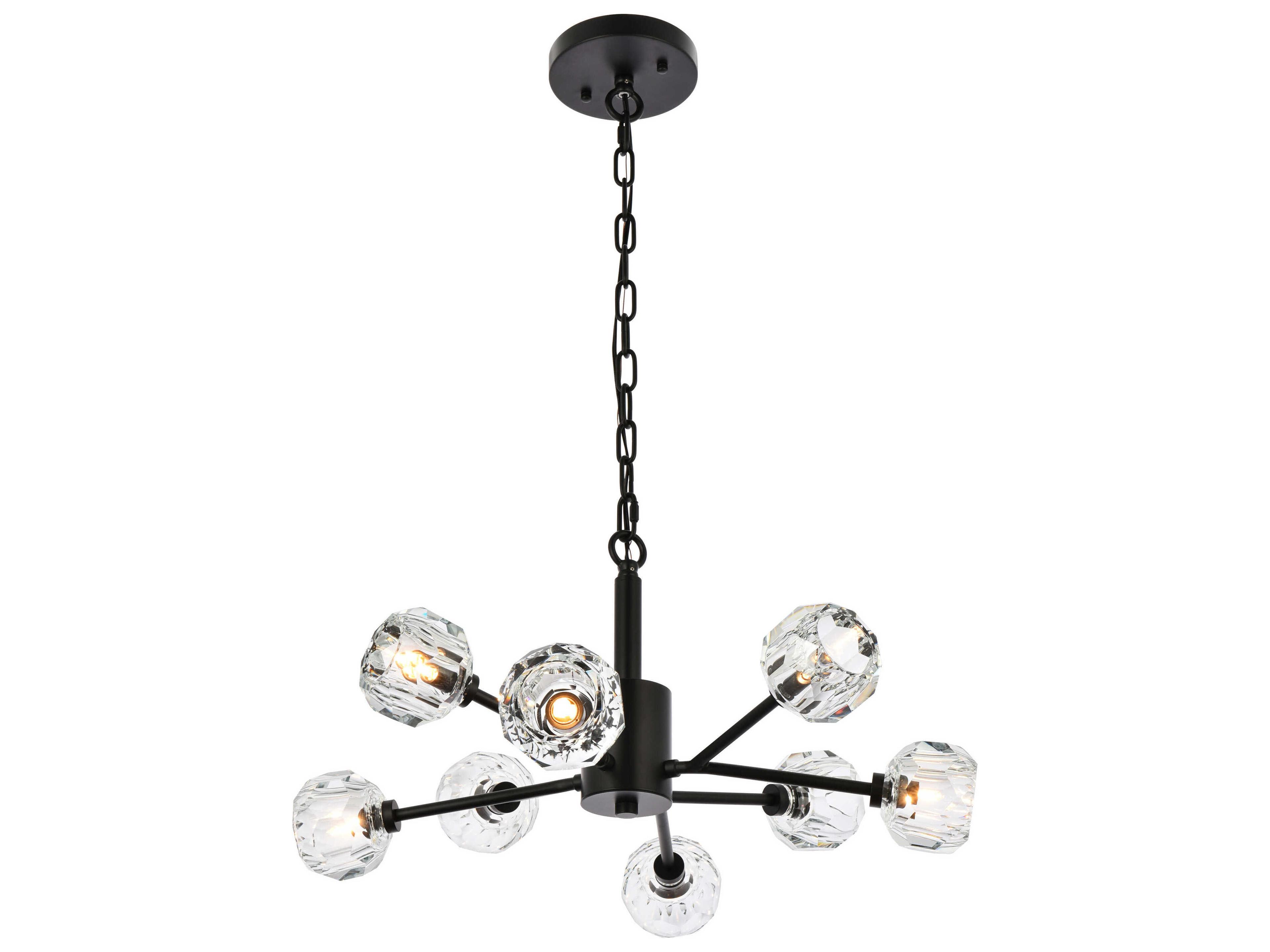 Elegant Lighting Graham 8-Light Black Crystal Geometric Pendant