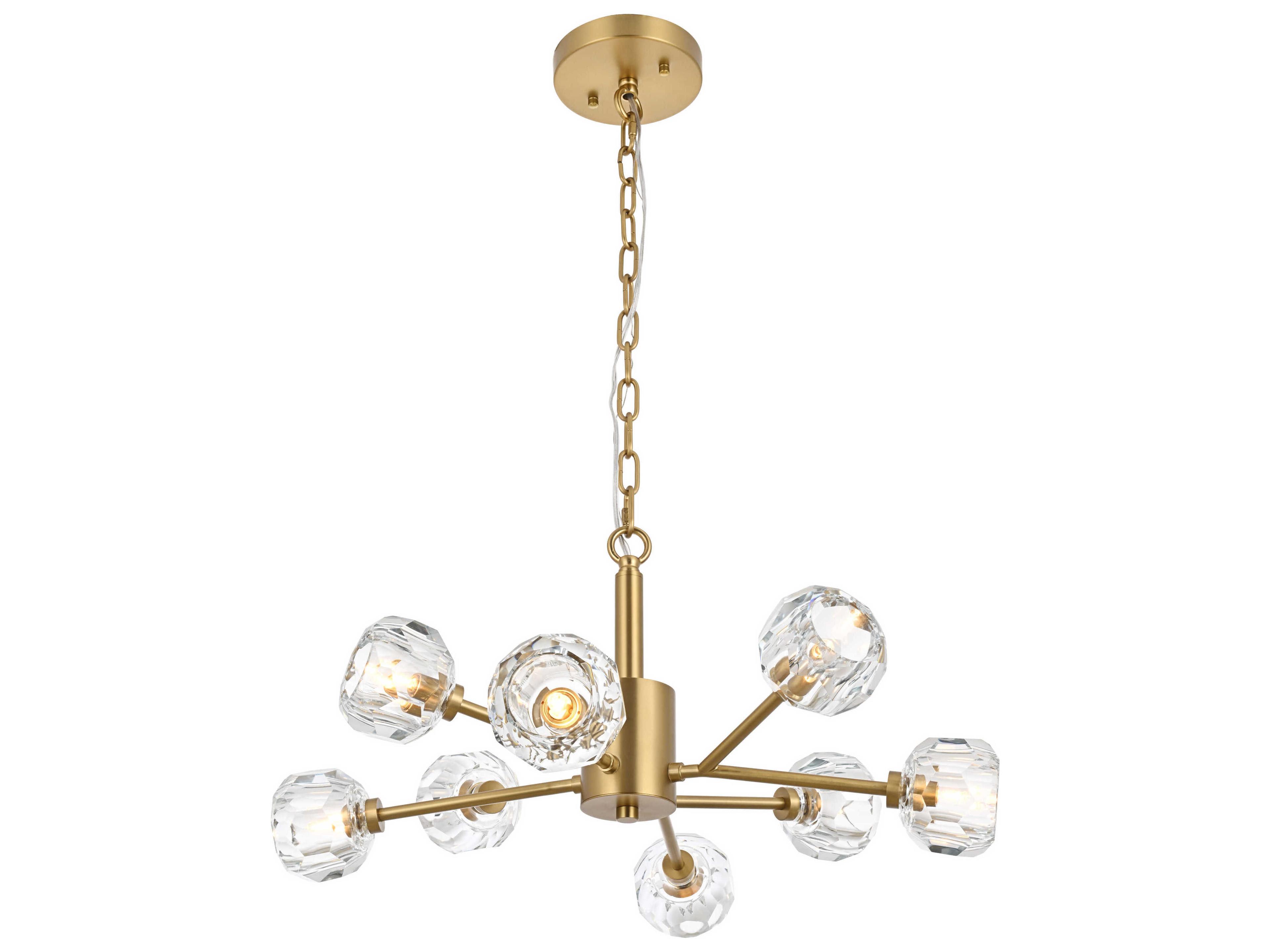Elegant Lighting Graham 8-Light Gold Crystal Geometric Pendant