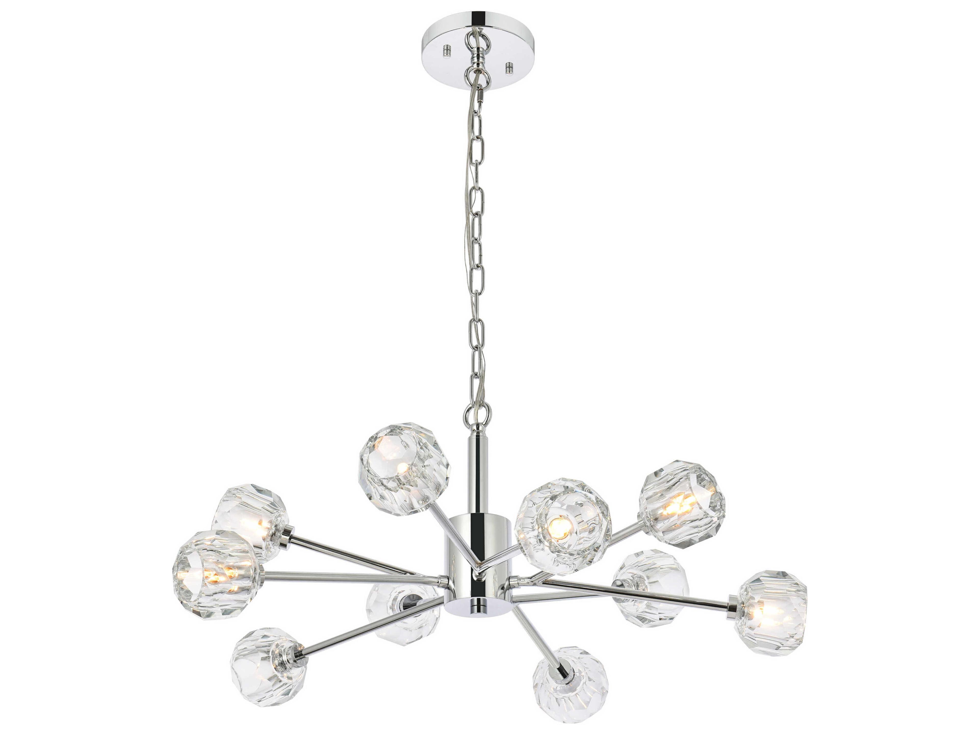 Elegant Lighting Graham 10-Light Chrome Crystal Geometric Pendant