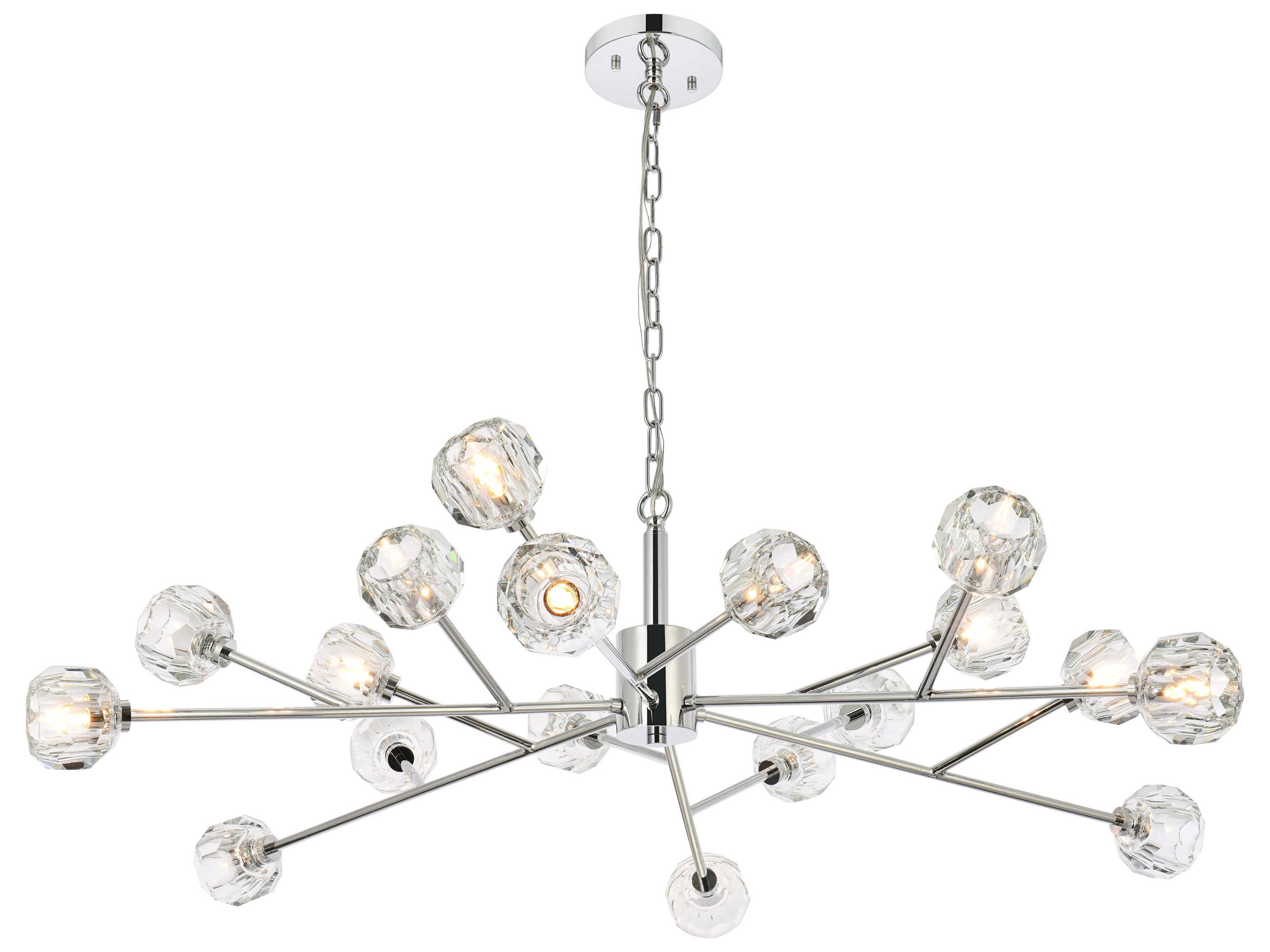 Elegant Lighting Graham 18-Light8-Light Chrome Crystal Geometric Pendant