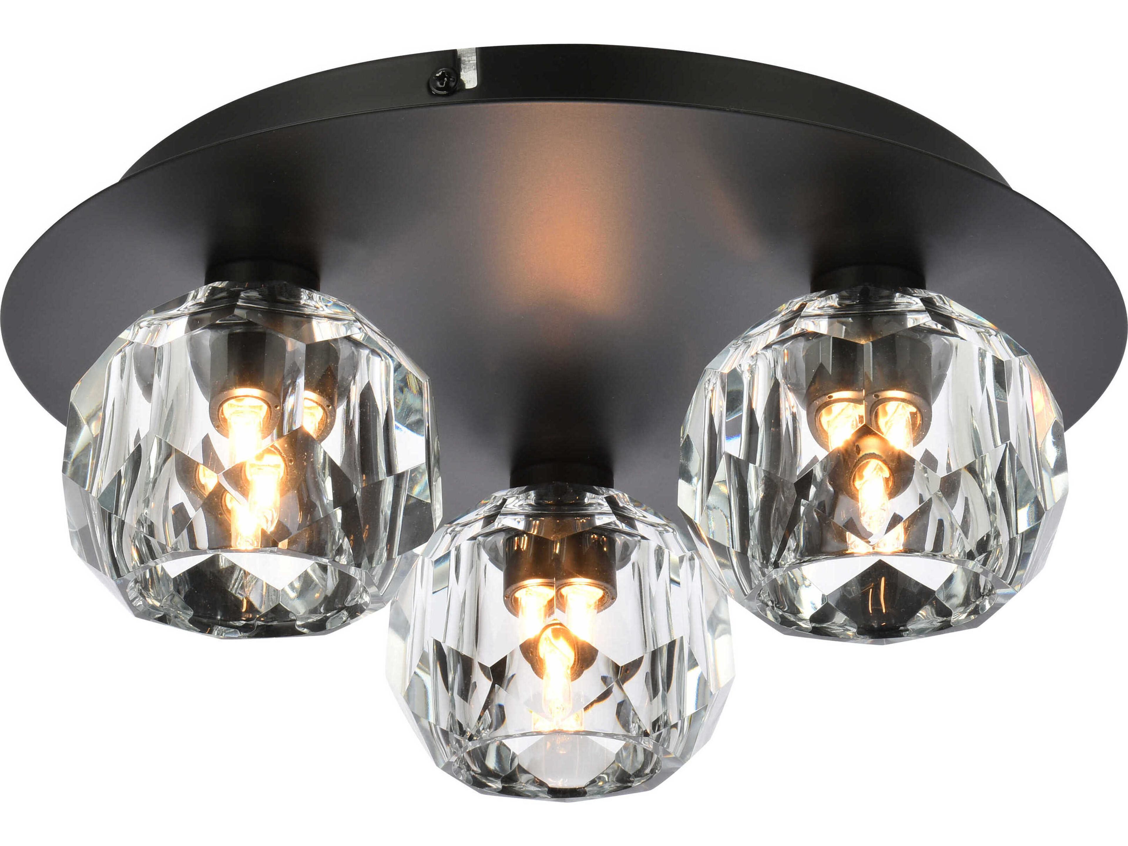 Elegant Lighting Graham 3-Light Black Crystal Geometric Flush Mount