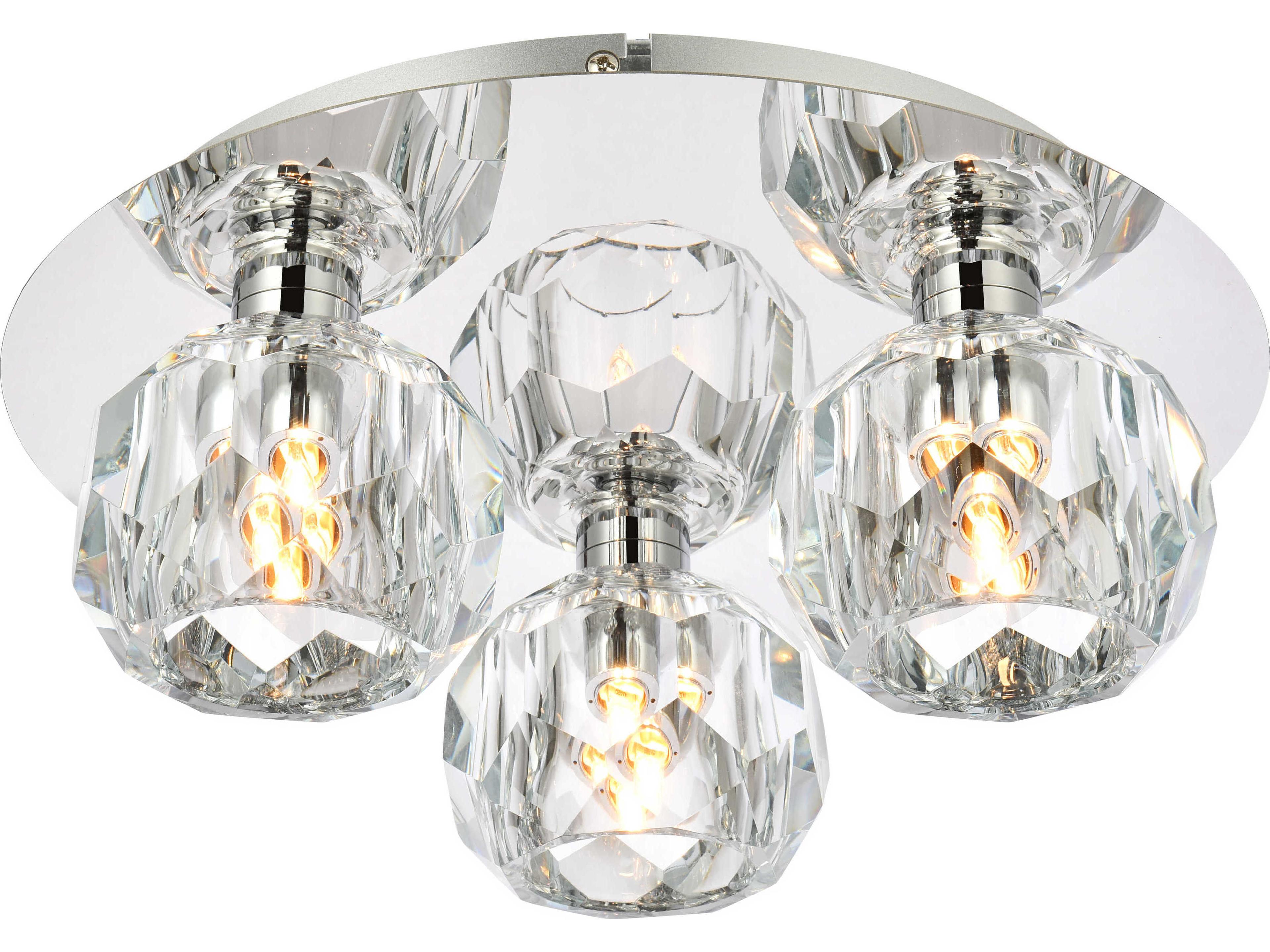 Elegant Lighting Graham 3-Light Chrome Crystal Geometric Flush Mount