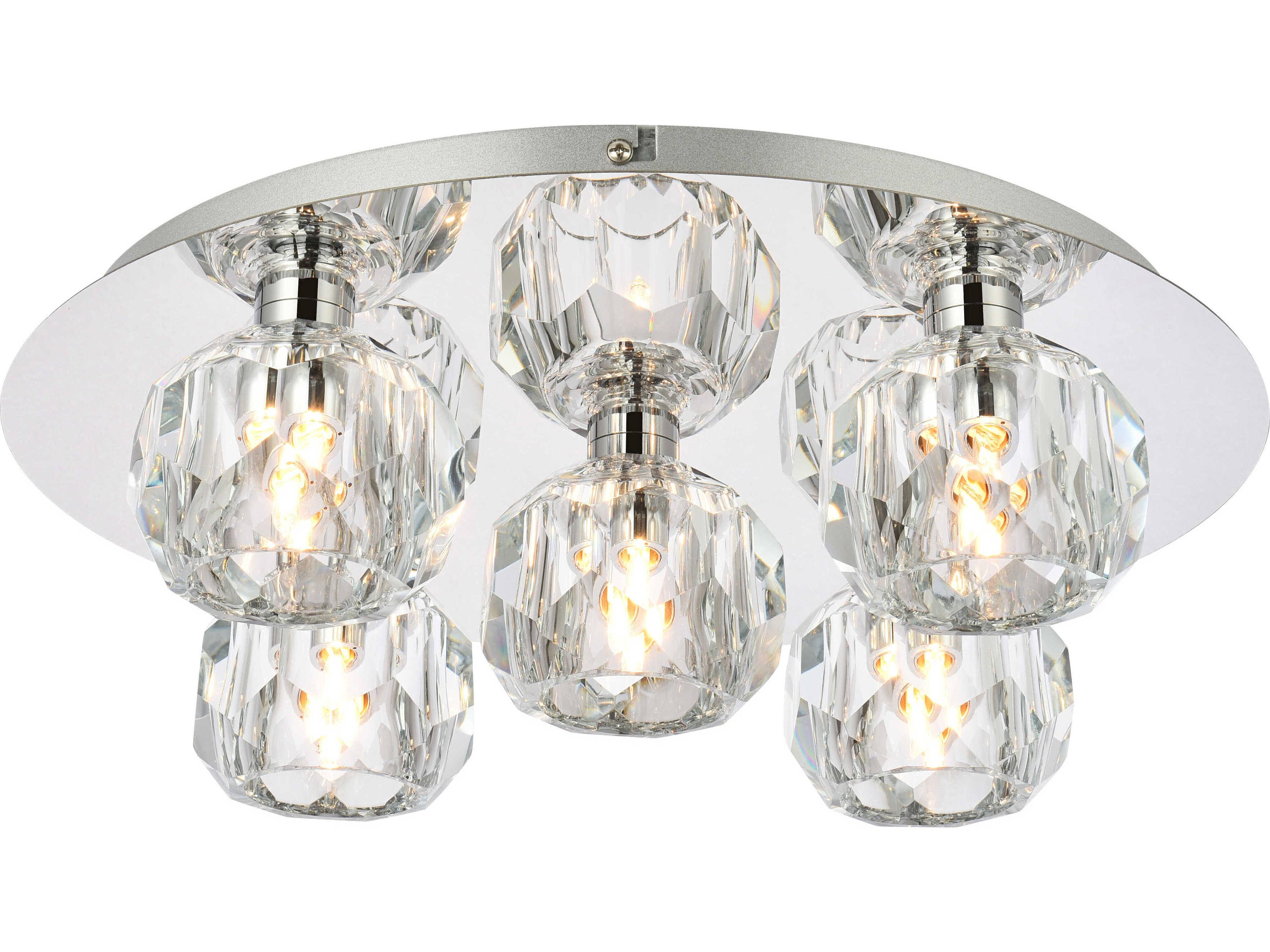 Elegant Lighting Graham 5-Light Chrome Crystal Geometric Flush Mount