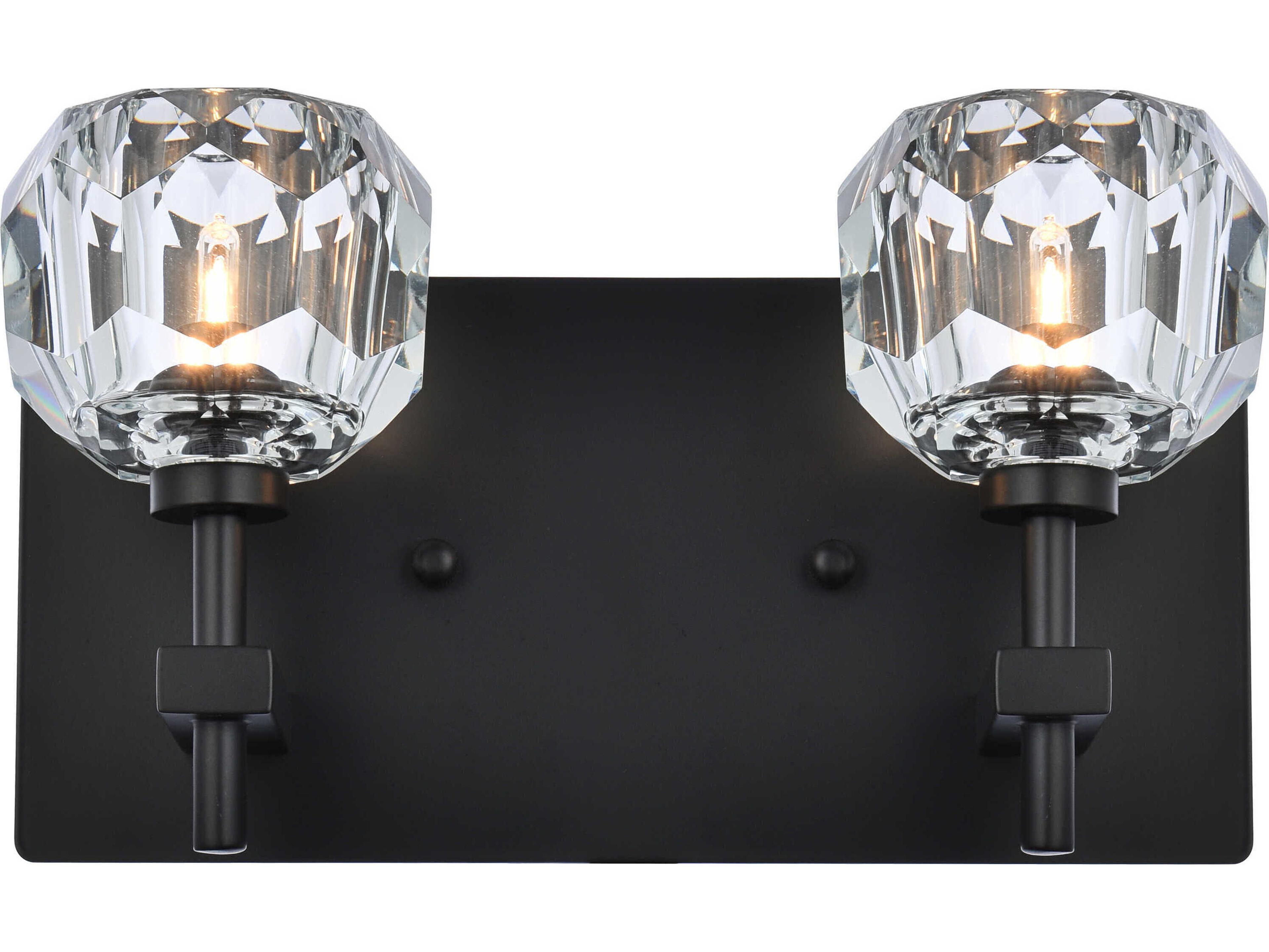 Elegant Lighting Graham 2-Light Black Crystal Vanity Light