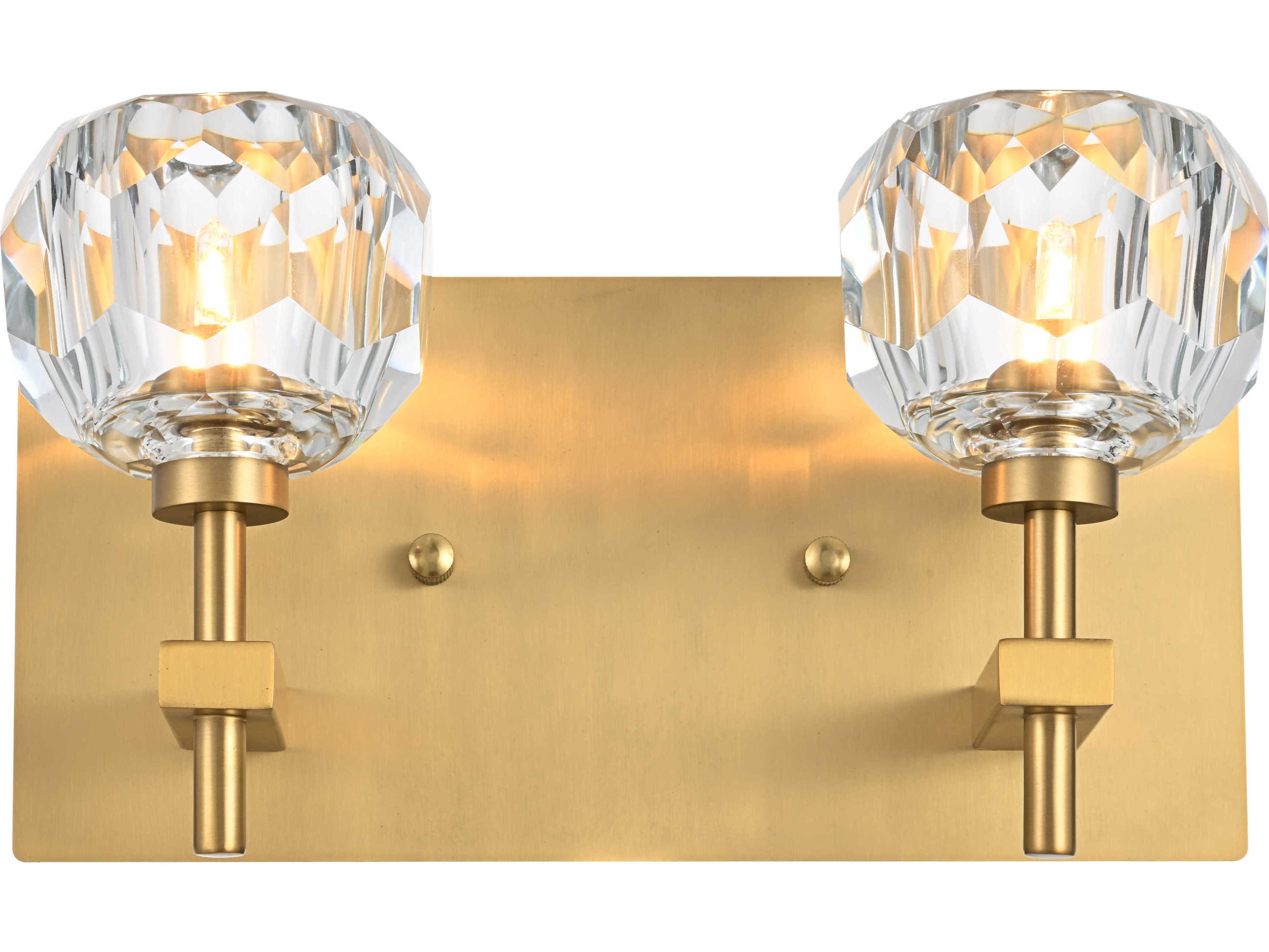 Elegant Lighting Graham 2-Light Gold Brass Crystal Vanity Light